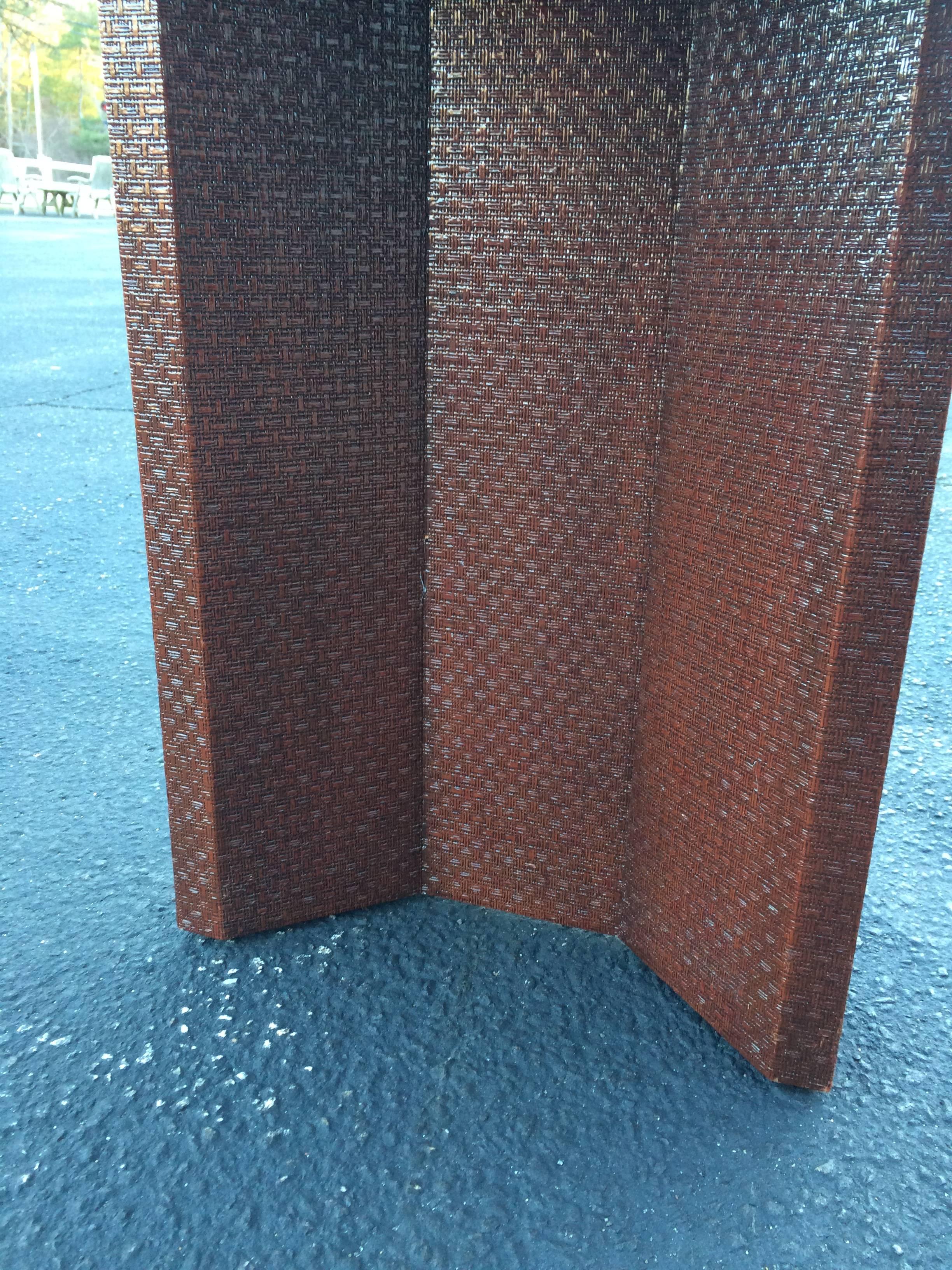 Late 20th Century Textural Grass Cloth Wrapped Parsons Table in the Style of Karl Springer