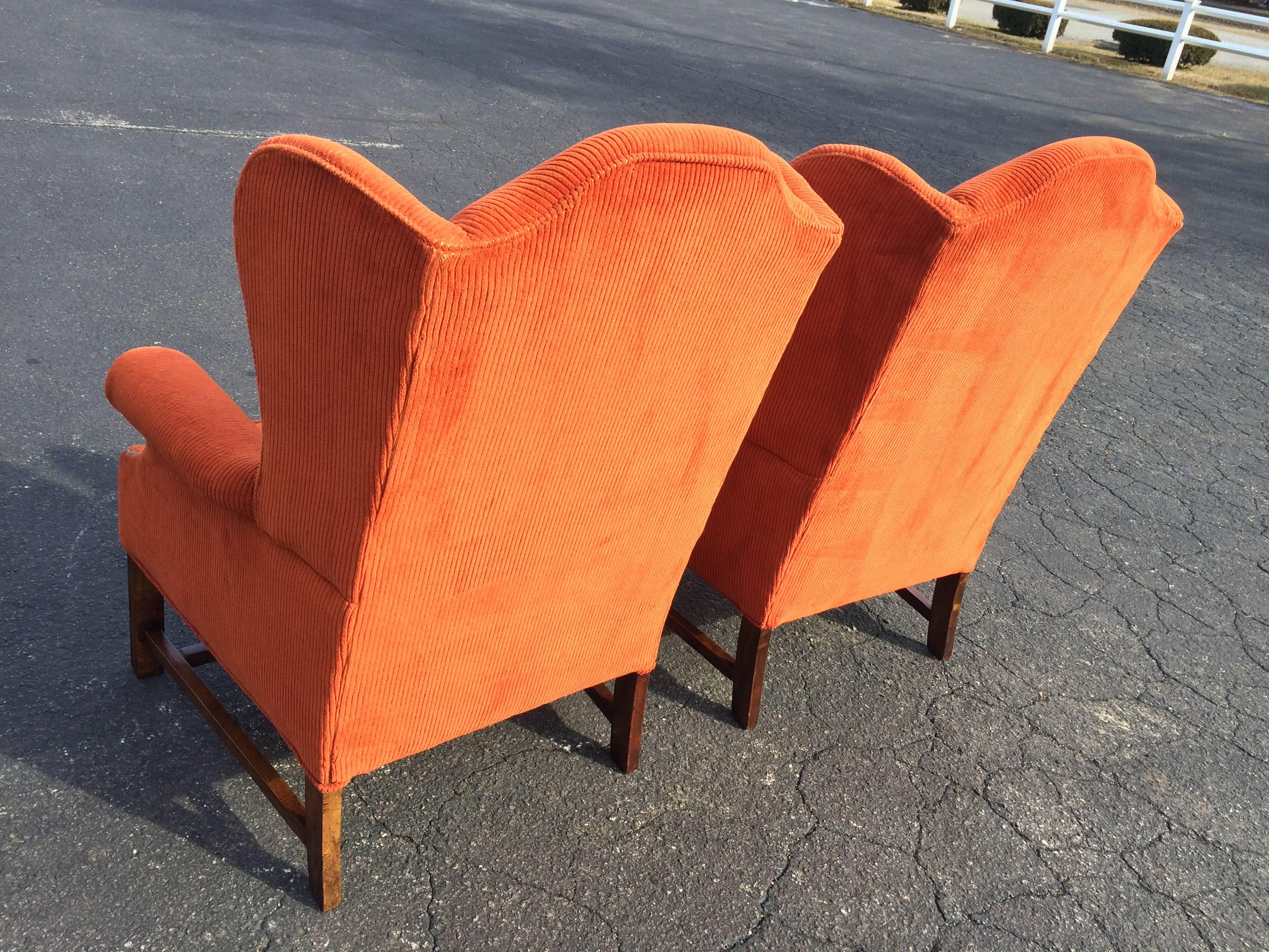 orange wing back chair