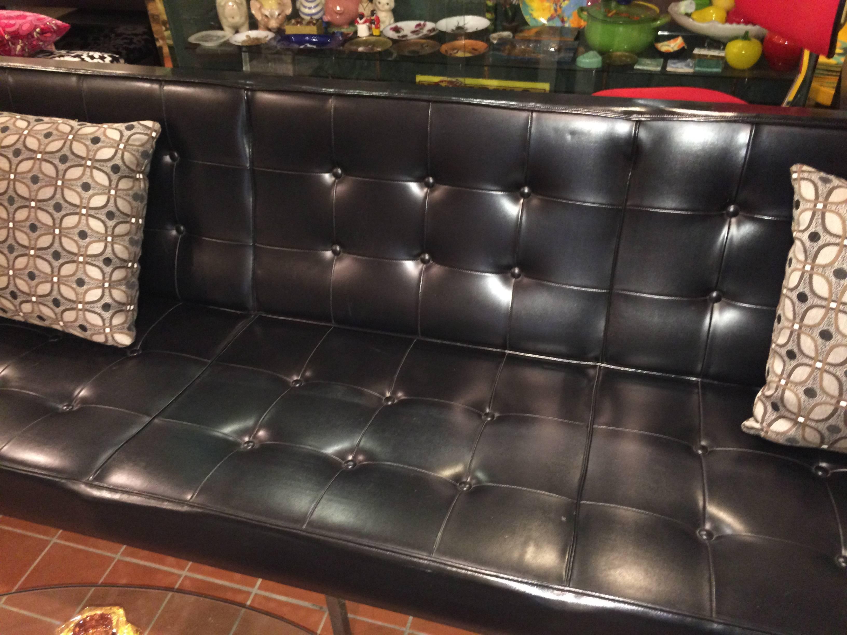 Steel Armless Parallel Bar Sofa in the Style of Florence Knoll
