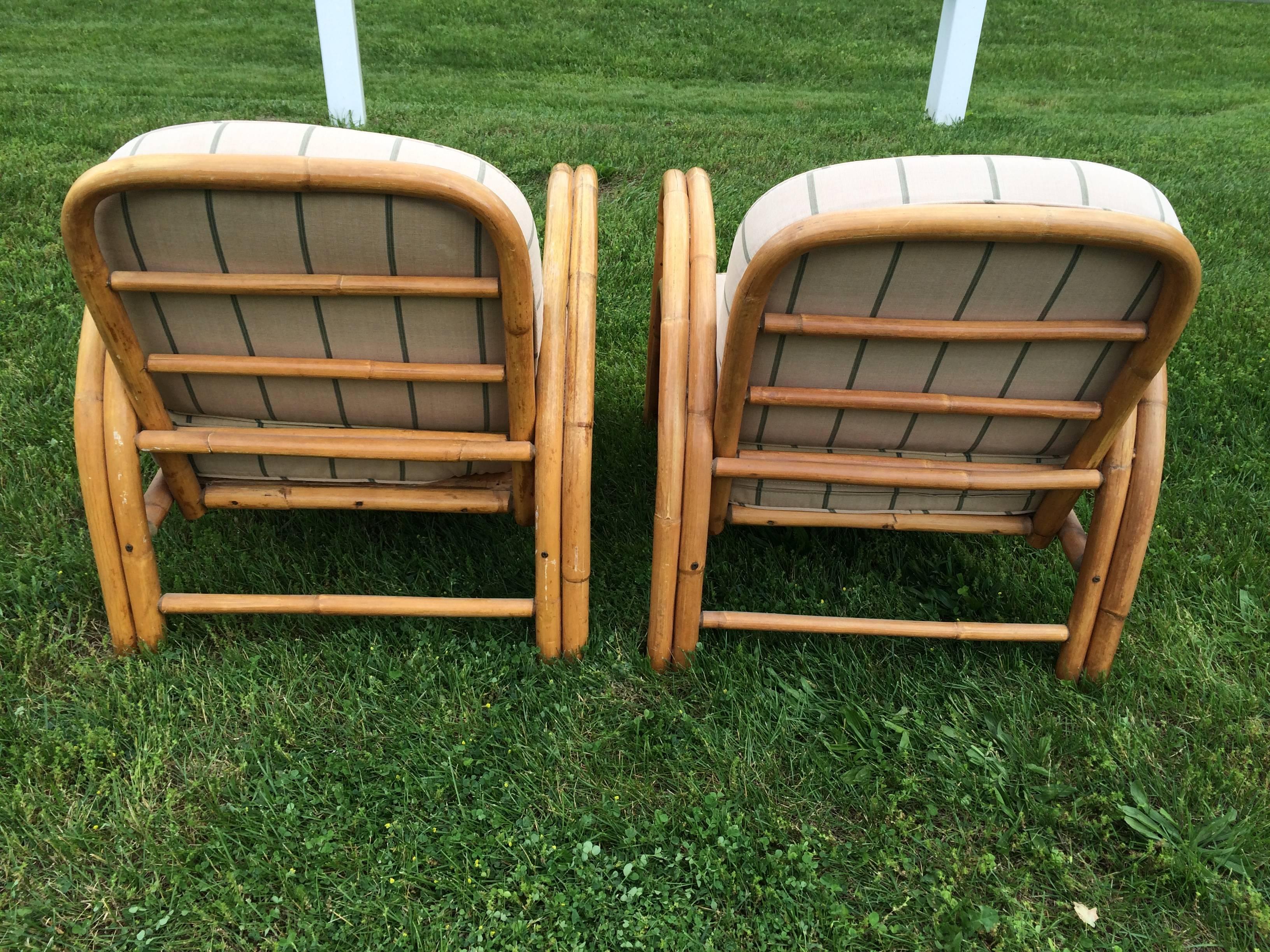 Pair of Rattan Lounge Chairs in the style of Paul Frankl  3