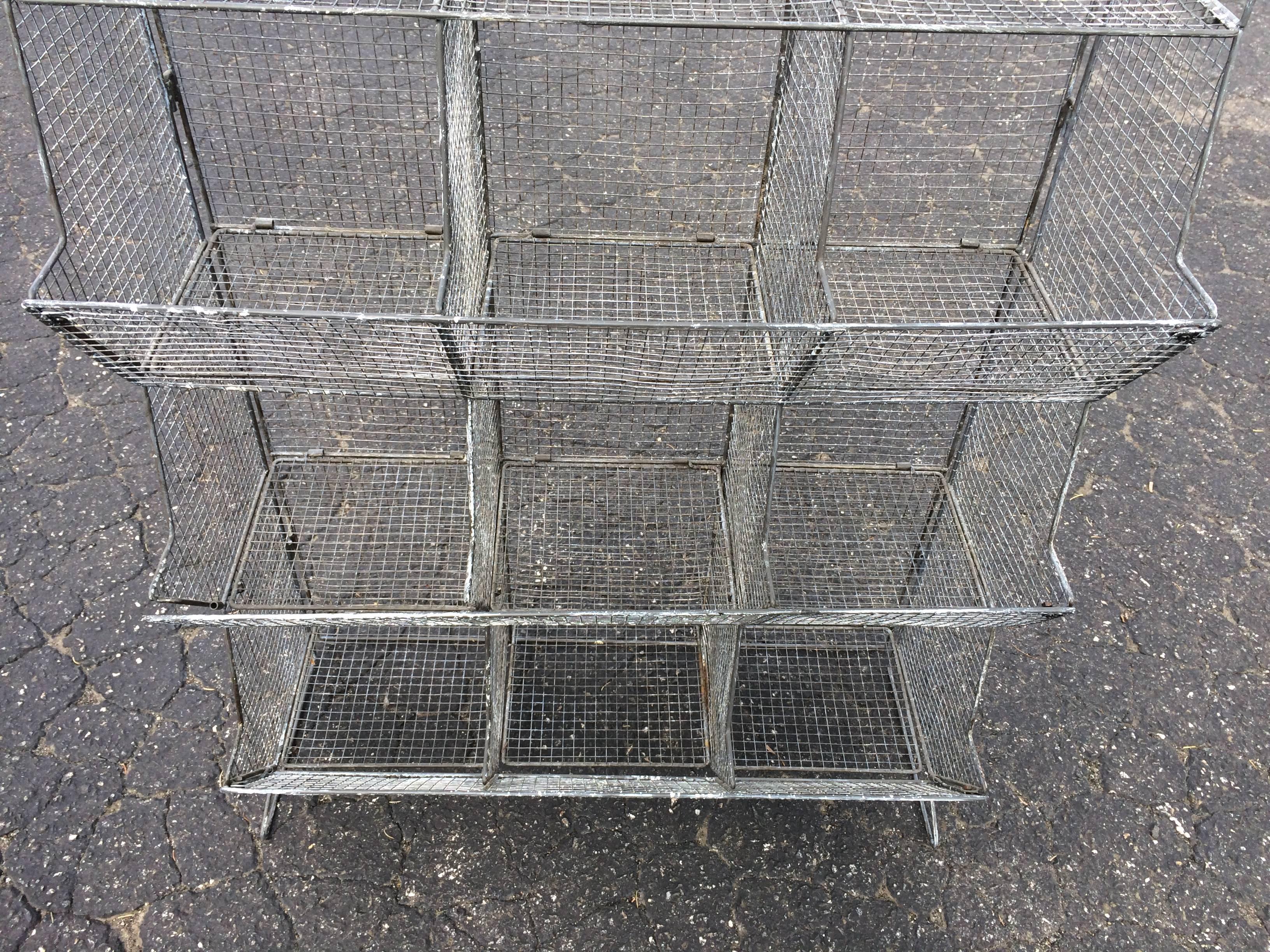 Industrial Style Wire Mesh Storage Bin In Good Condition In Redding, CT