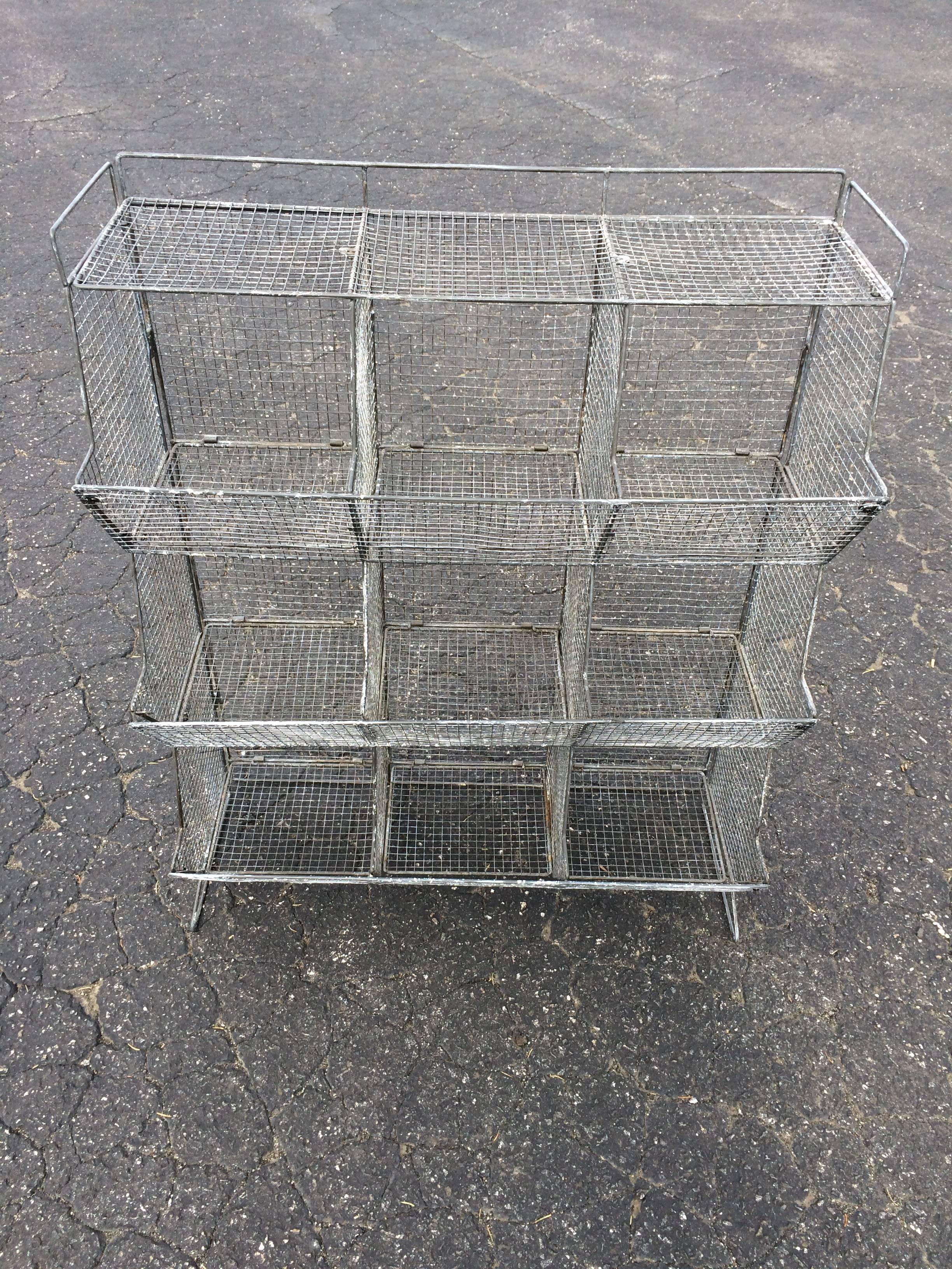 20th Century Industrial Style Wire Mesh Storage Bin