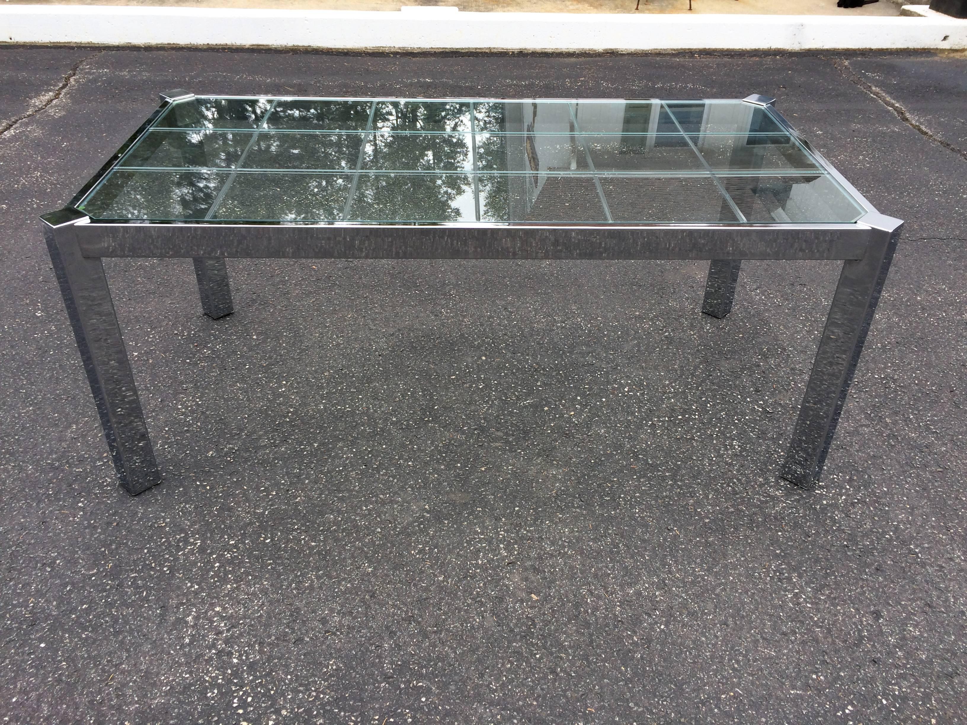 Design Institute of America Chrome and Glass Dining Table 4