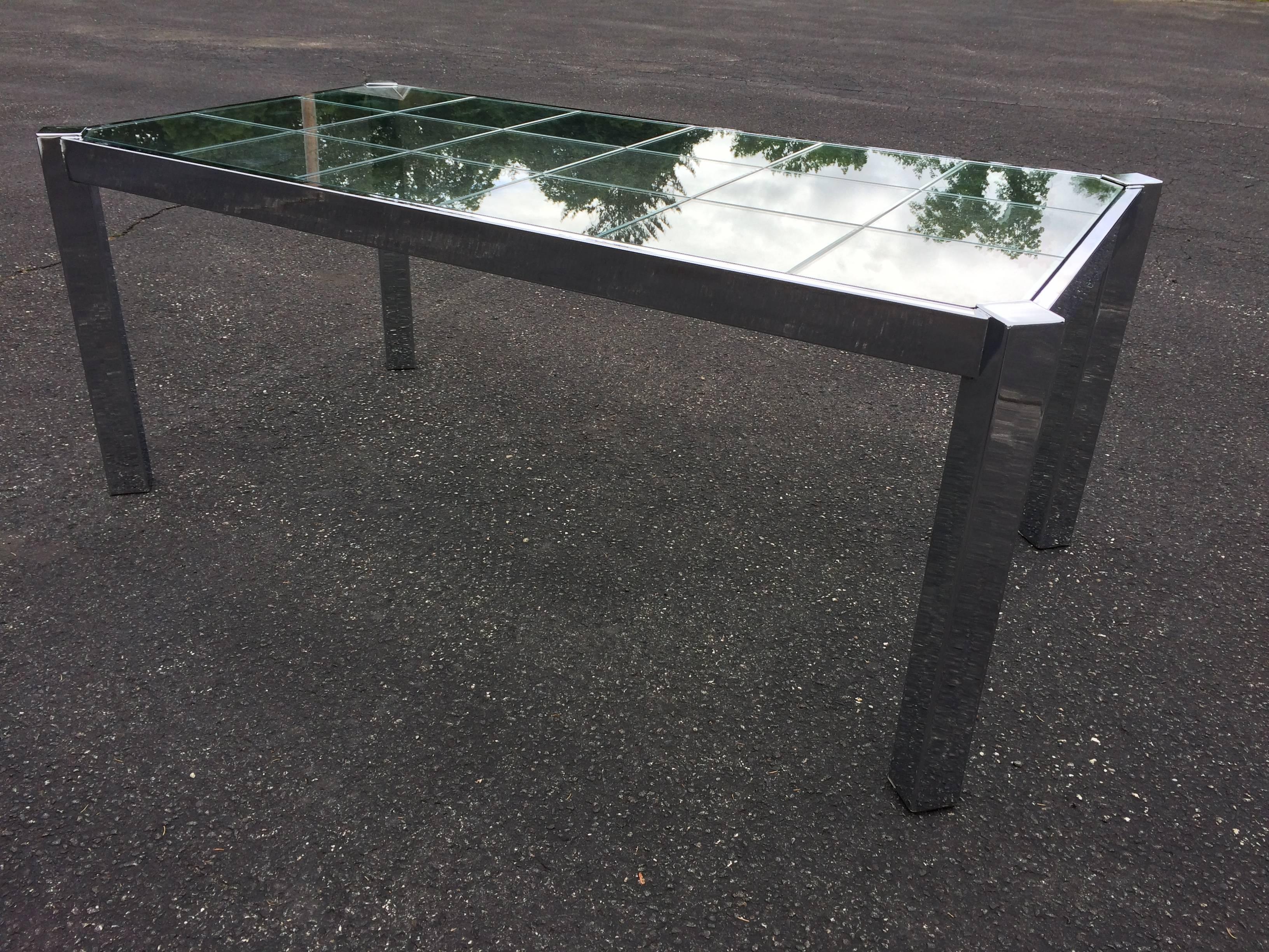 Design Institute of America Chrome and Glass Dining Table 6