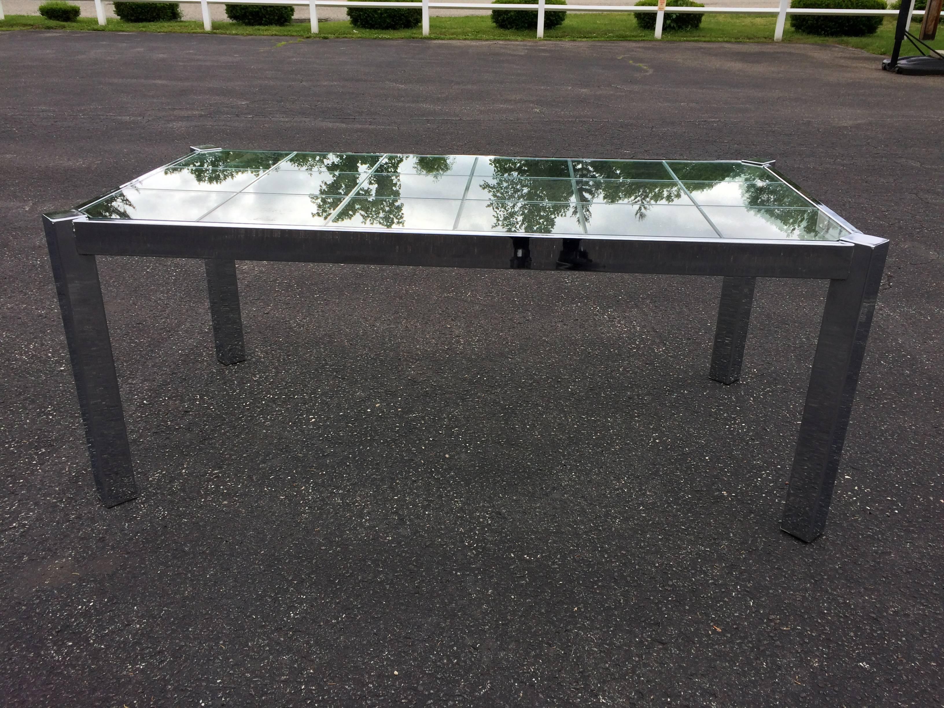 Design Institute of America Chrome and Glass Dining Table 7