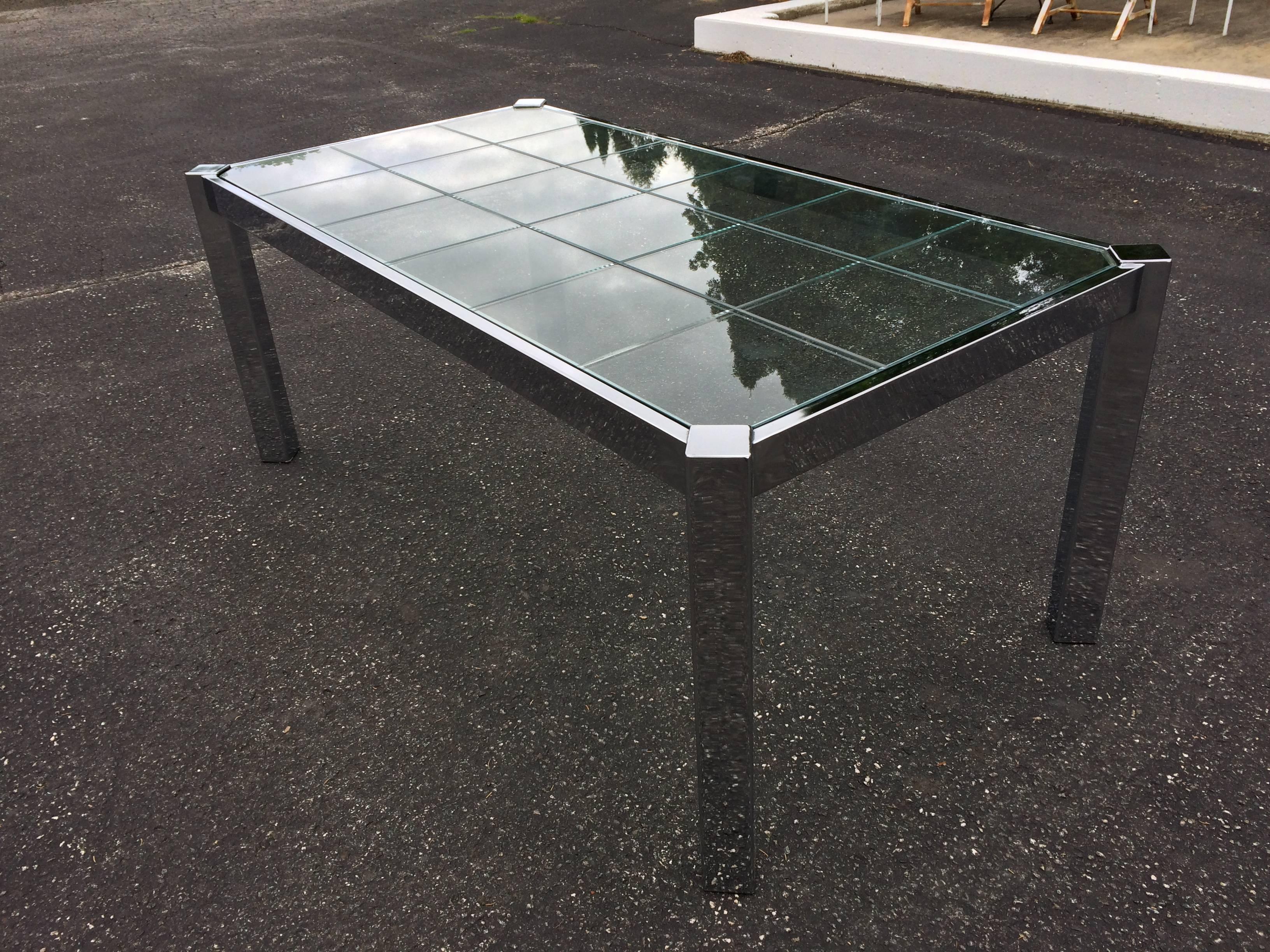 Design Institute of America Chrome and Glass Dining Table 8
