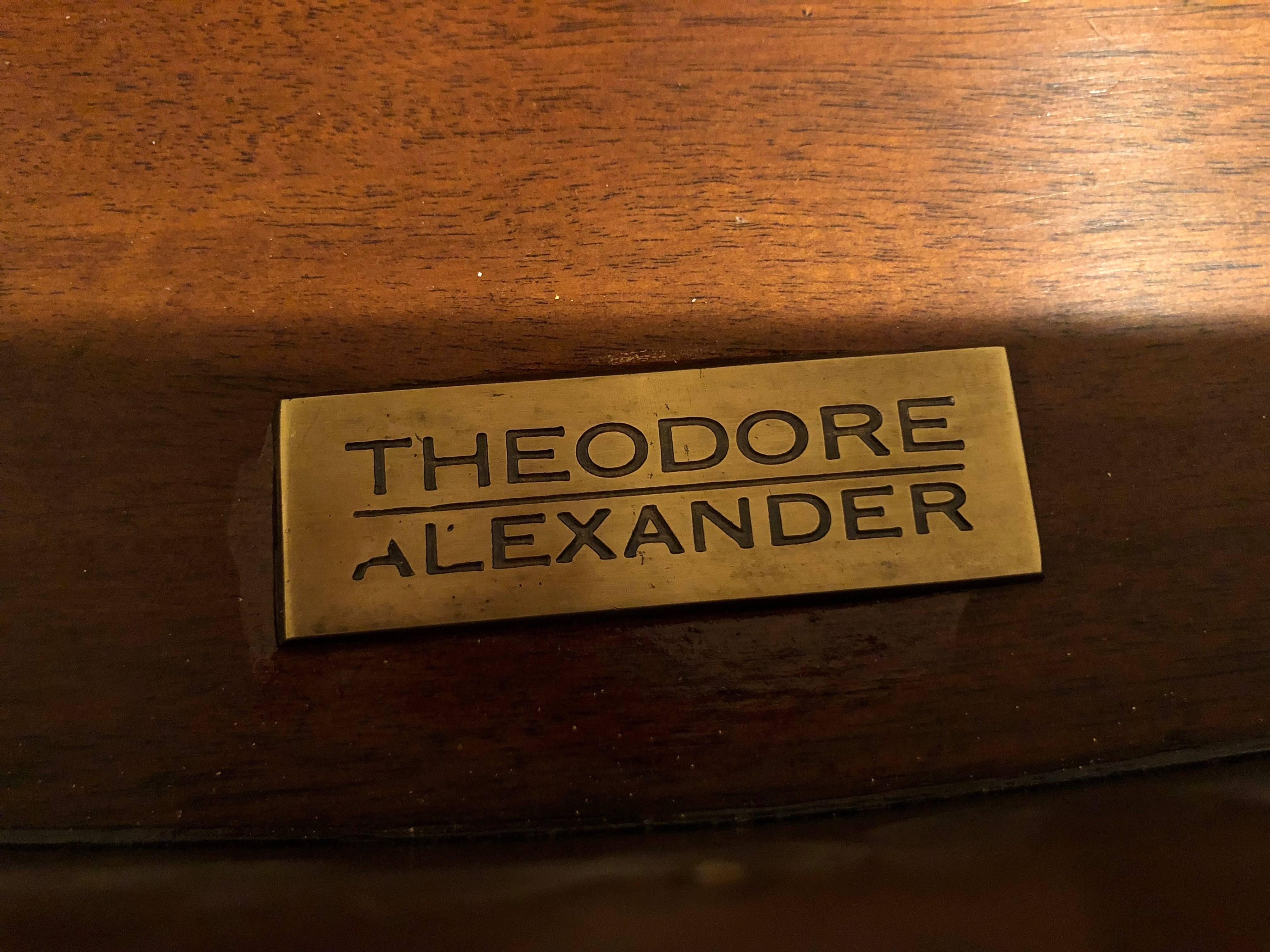 Glass Theodore Alexander Eglomisé Demilune Table