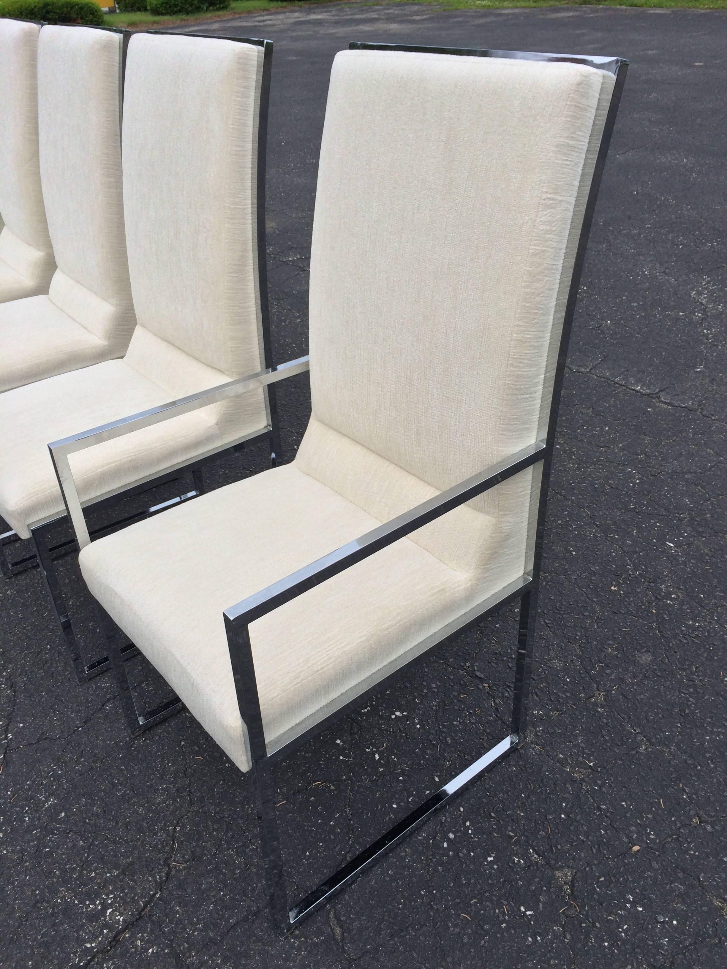 Mid-Century Modern Set of Six Chrome DIA Dining Room Chairs Attributed to Milo Baughman