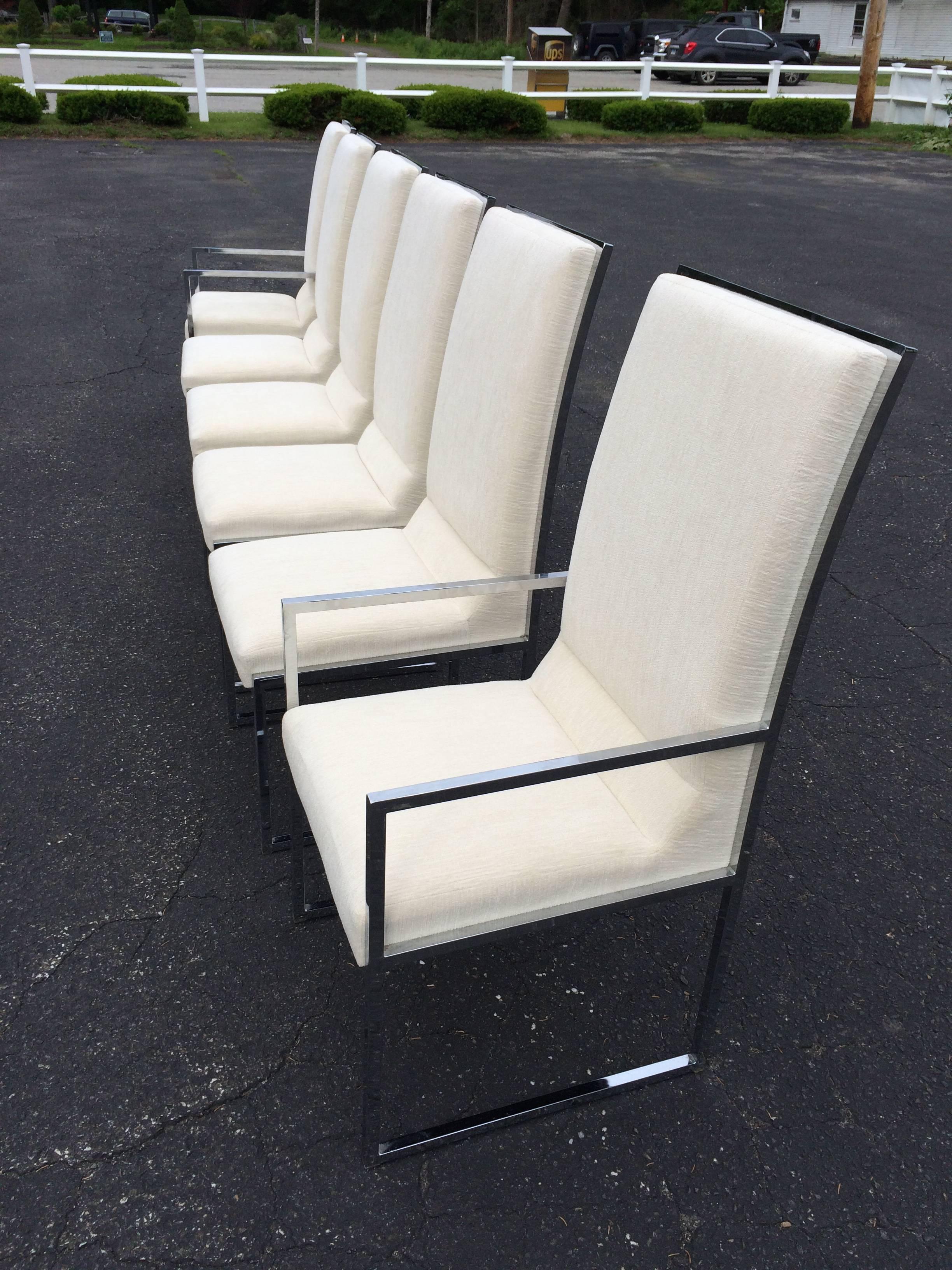 Polished Set of Six Chrome DIA Dining Room Chairs Attributed to Milo Baughman