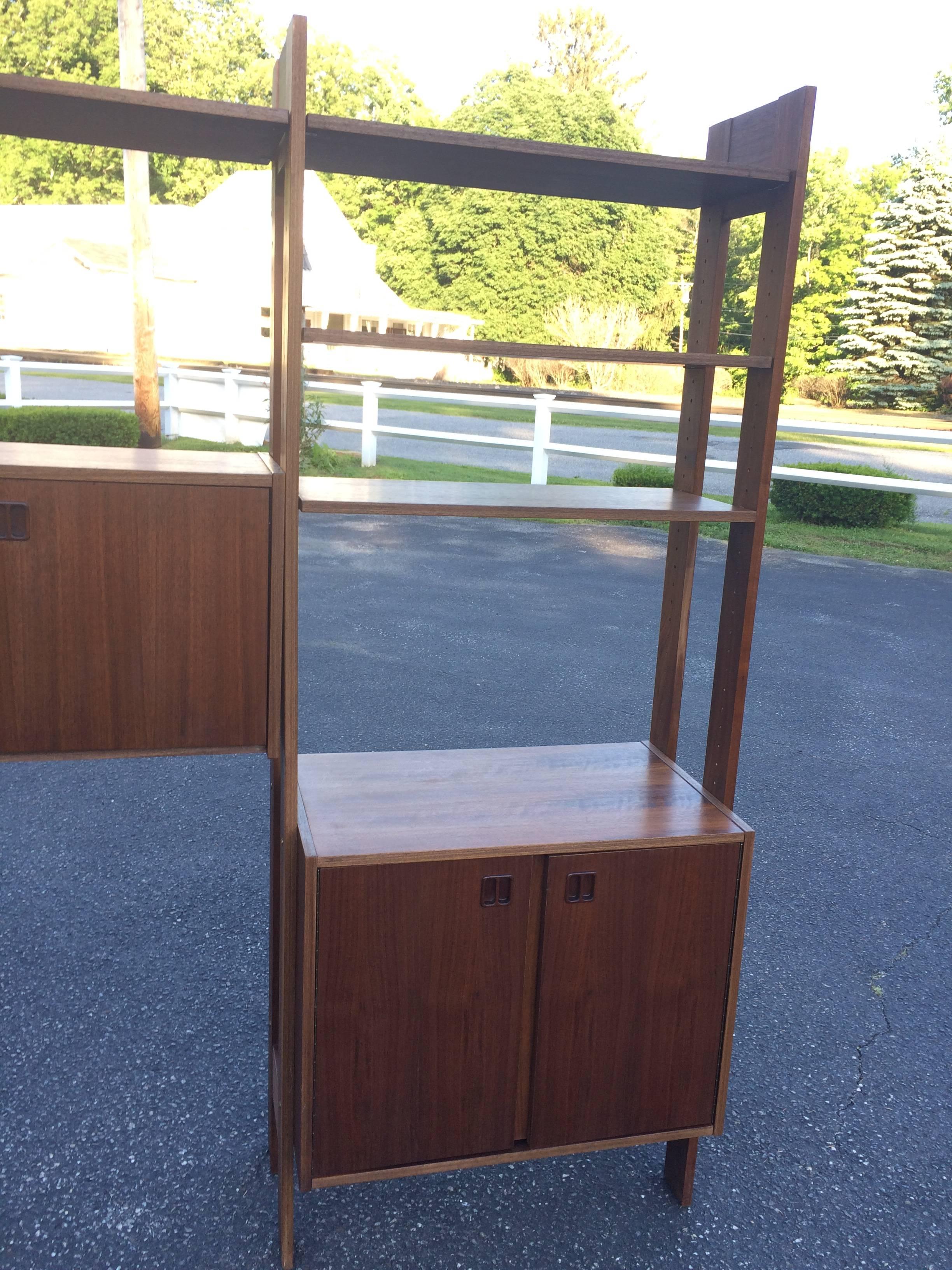 Mid-20th Century Poul Cadovious Style Danish Teak Wall Unit with finished back