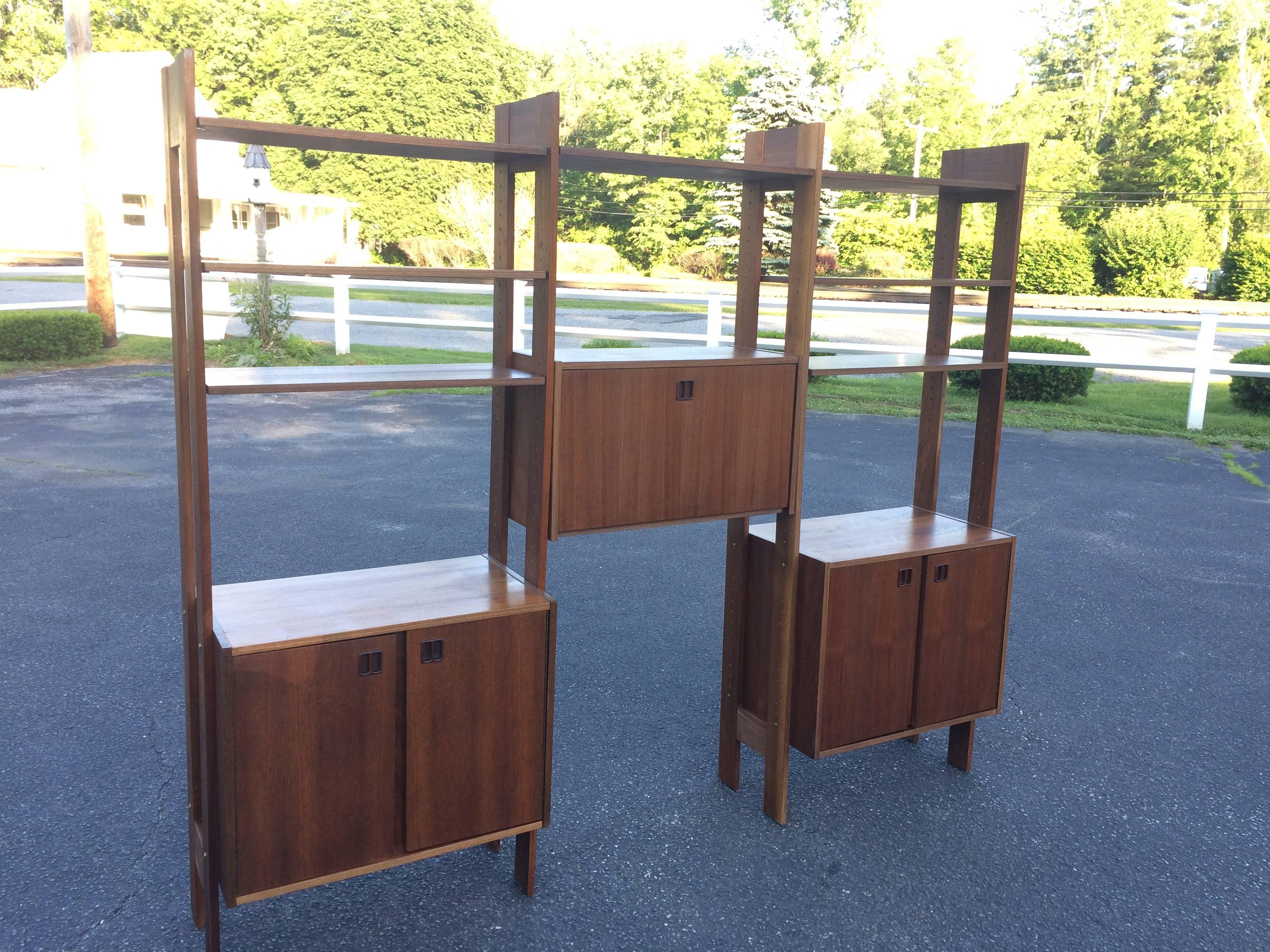 Poul Cadovious Style Danish Teak Wall Unit with finished back 2