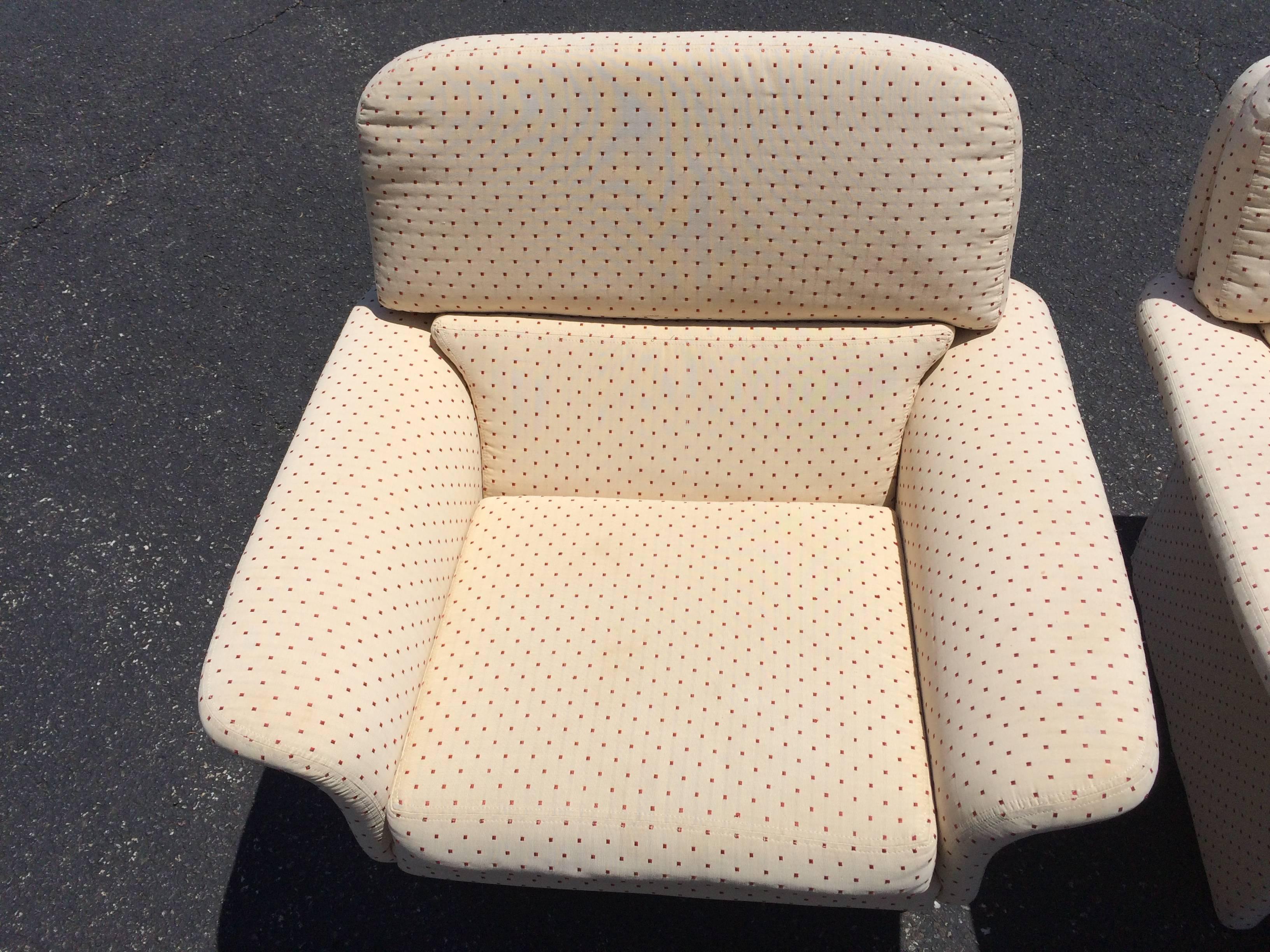 Upholstery Pair of 1980's Saporiti Style Modular Lounge Chairs.