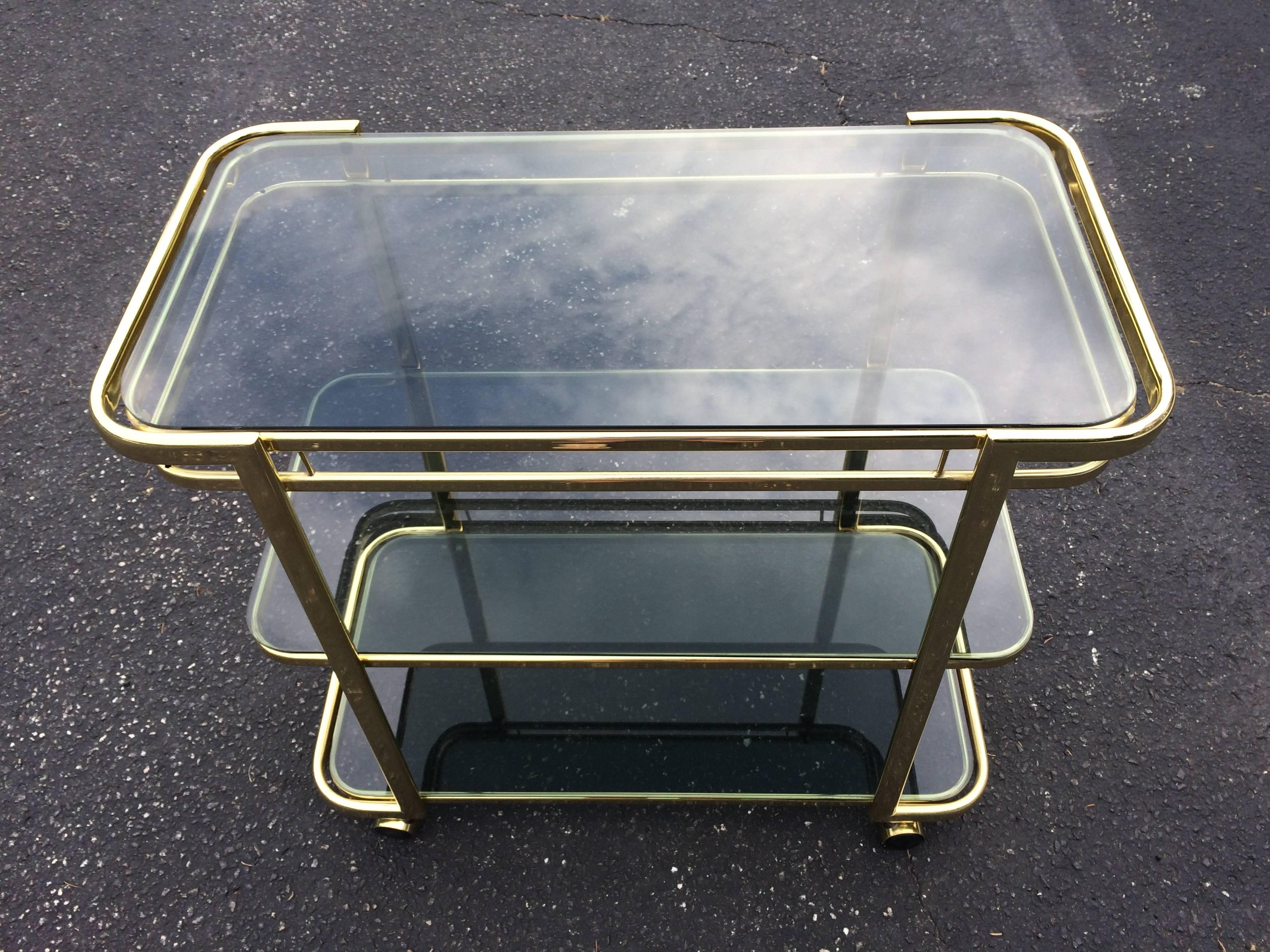 Brass and Smoked Glass Bar Cart 3