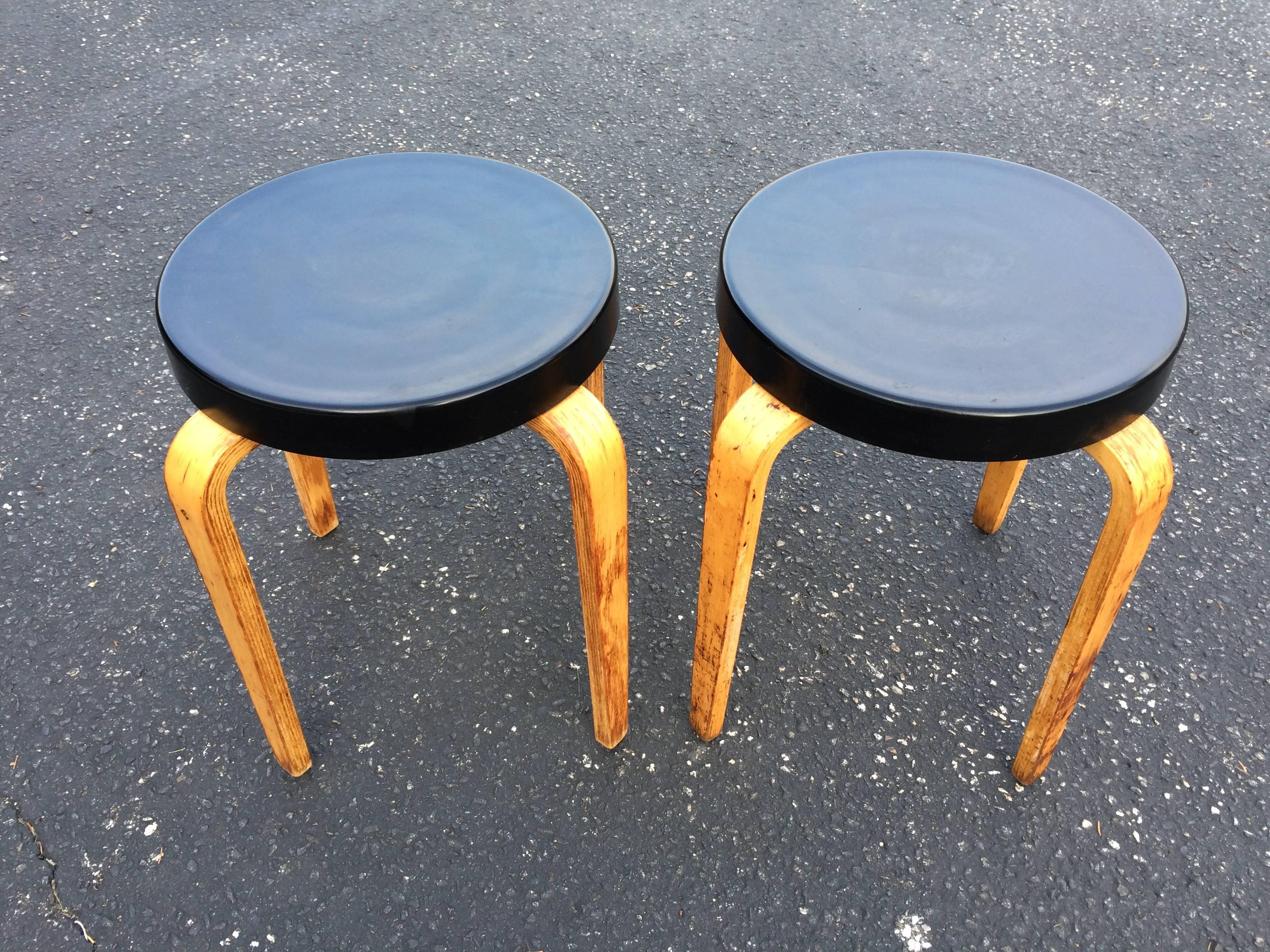 Pair of Authentic Thonet Stacking Stool Tables In Good Condition In Redding, CT