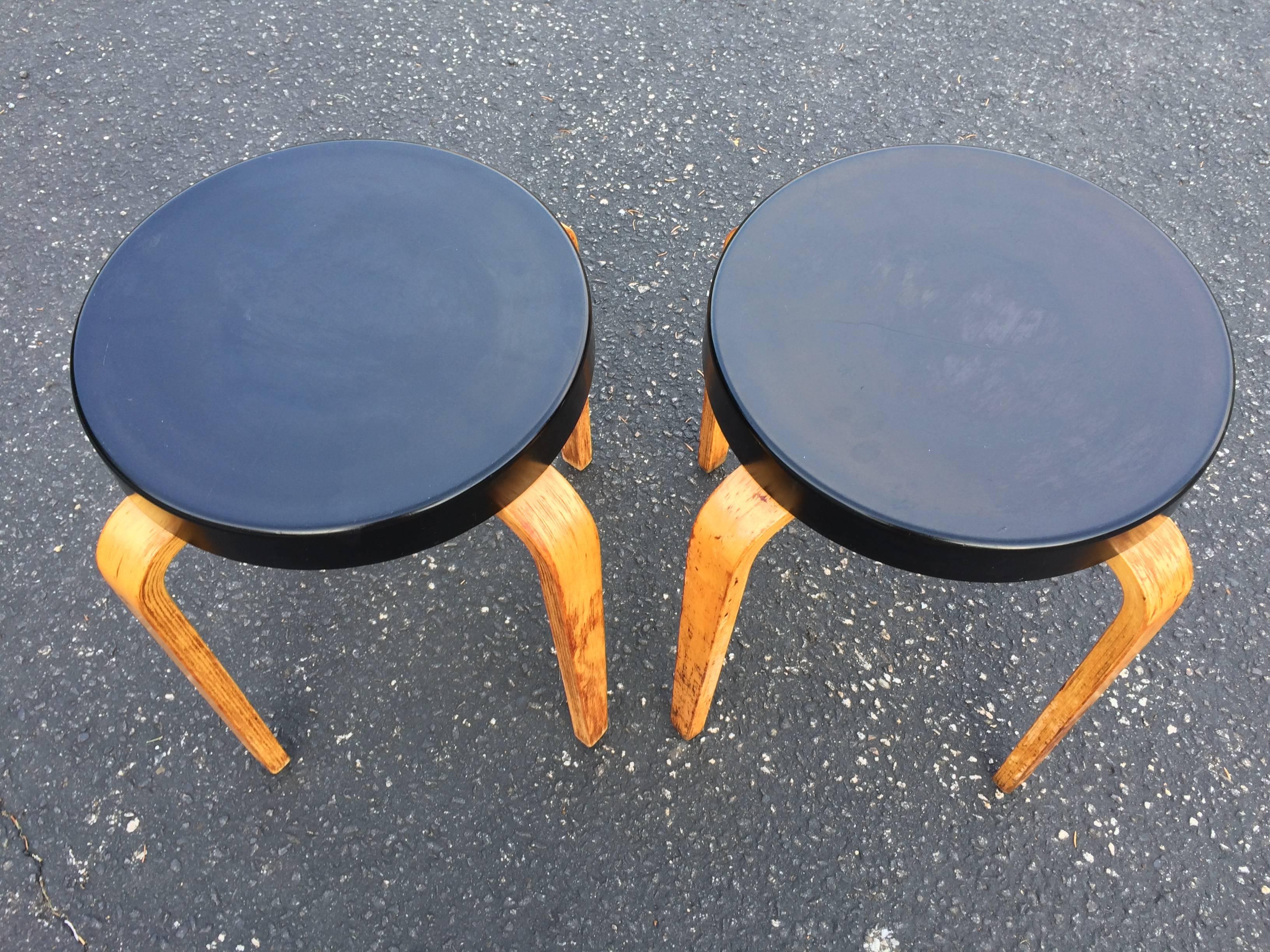 Mid-20th Century Pair of Authentic Thonet Stacking Stool Tables