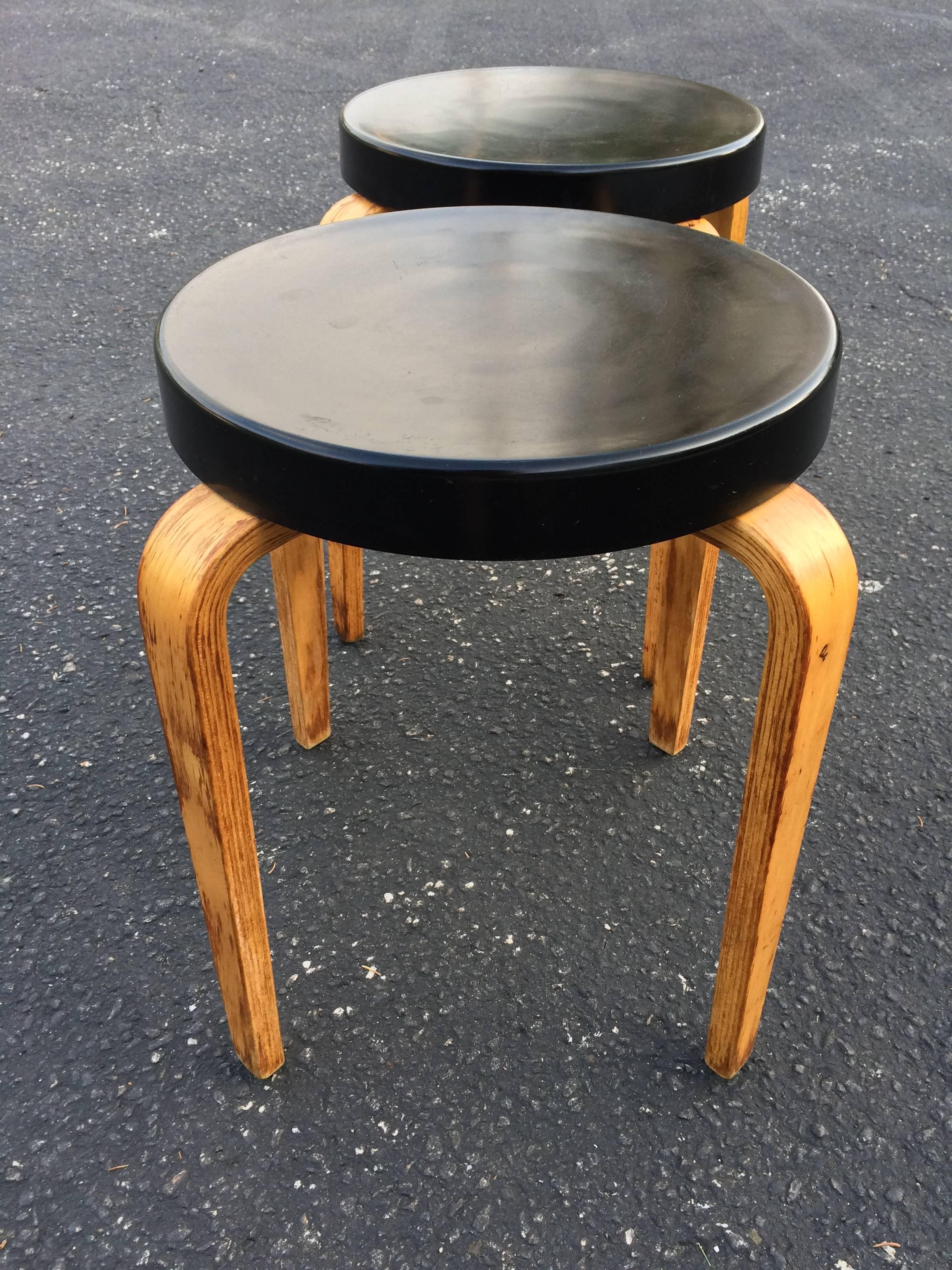 Plastic Pair of Authentic Thonet Stacking Stool Tables