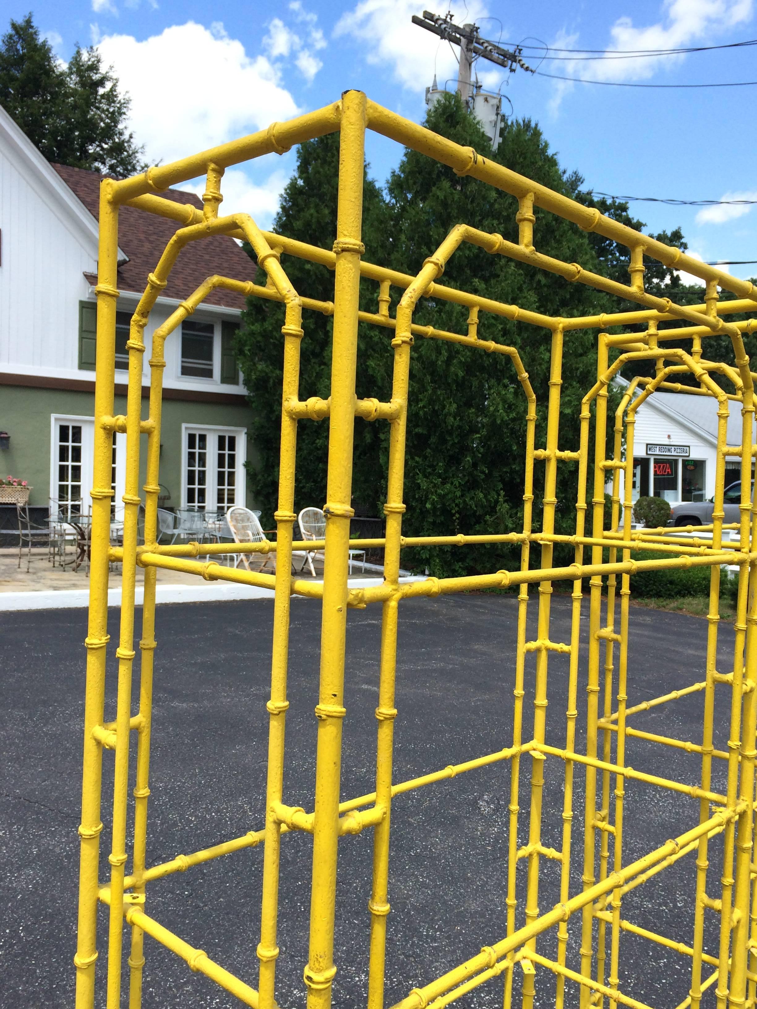 Pair of Chinese Chippendale Faux Bamboo Iron Etageres In Good Condition In Redding, CT