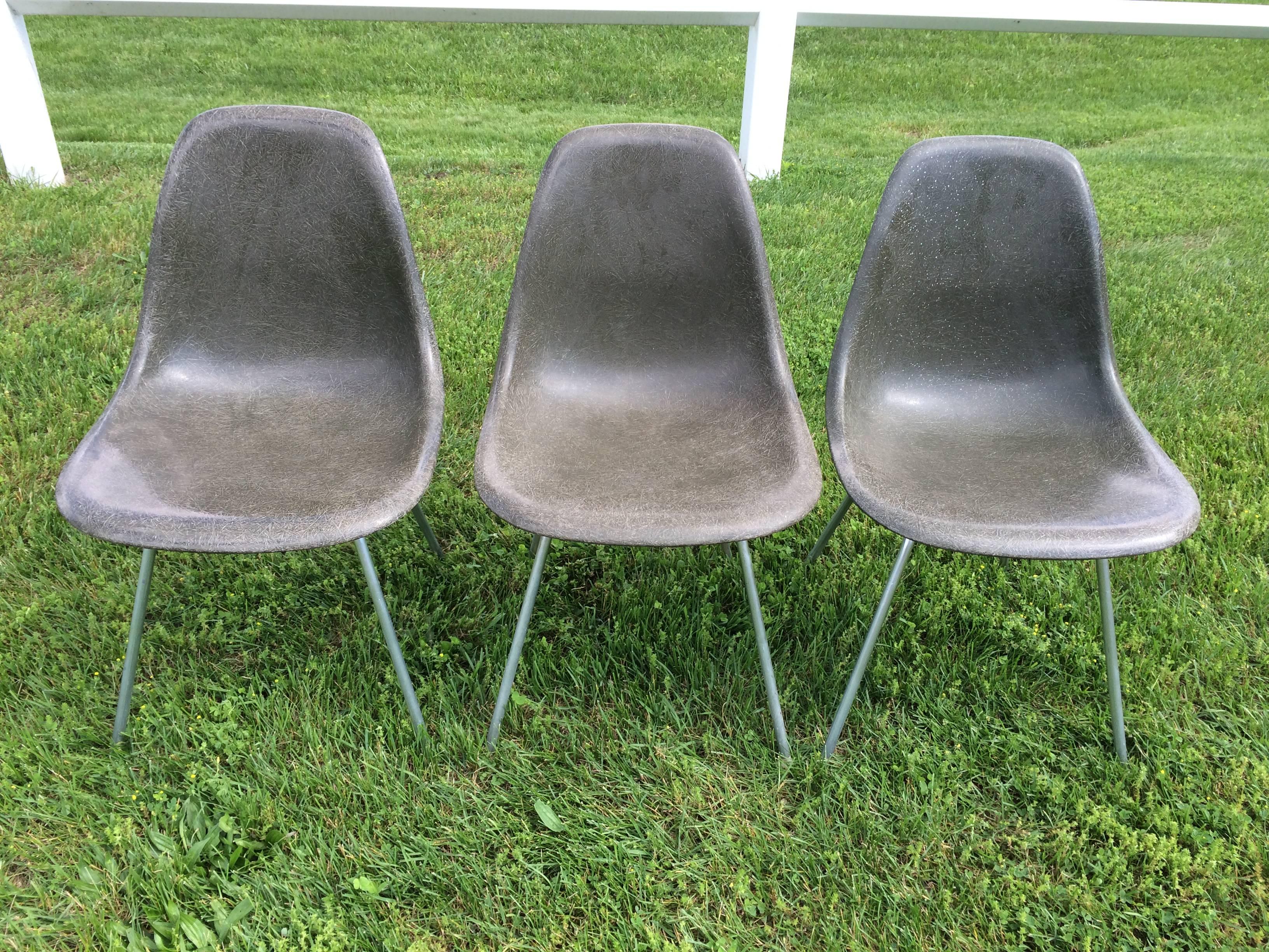Charles Eames for Herman Miller Fiberglass Shell Side Chairs  In Good Condition In Redding, CT