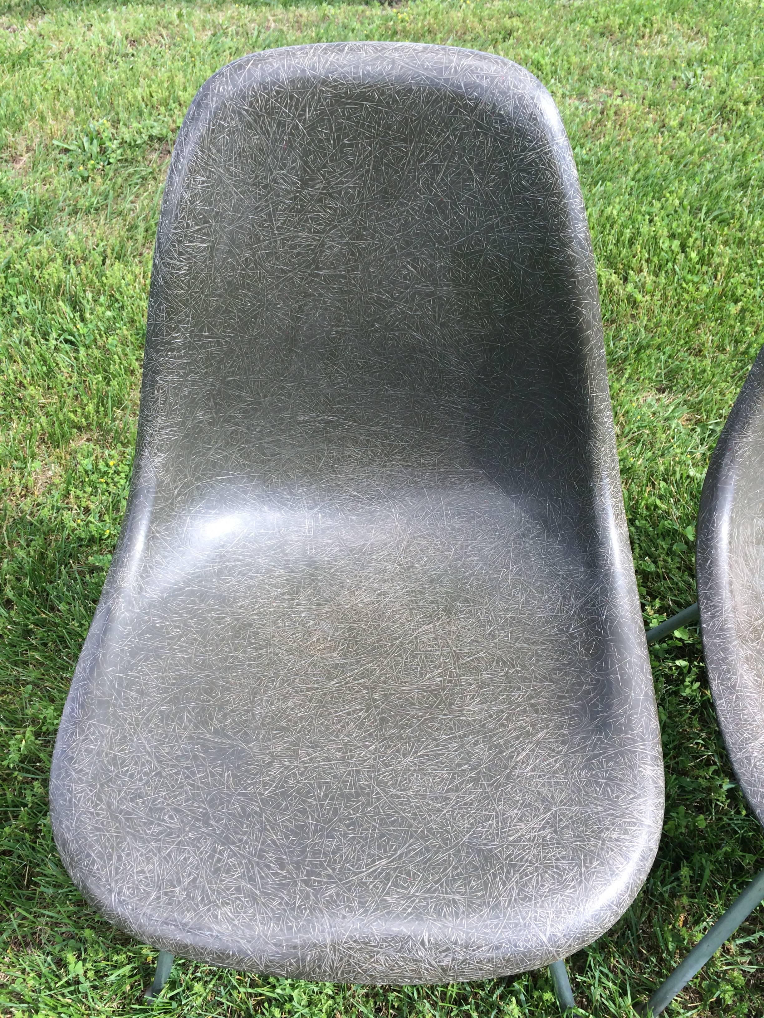 Mid-20th Century Charles Eames for Herman Miller Fiberglass Shell Side Chairs 