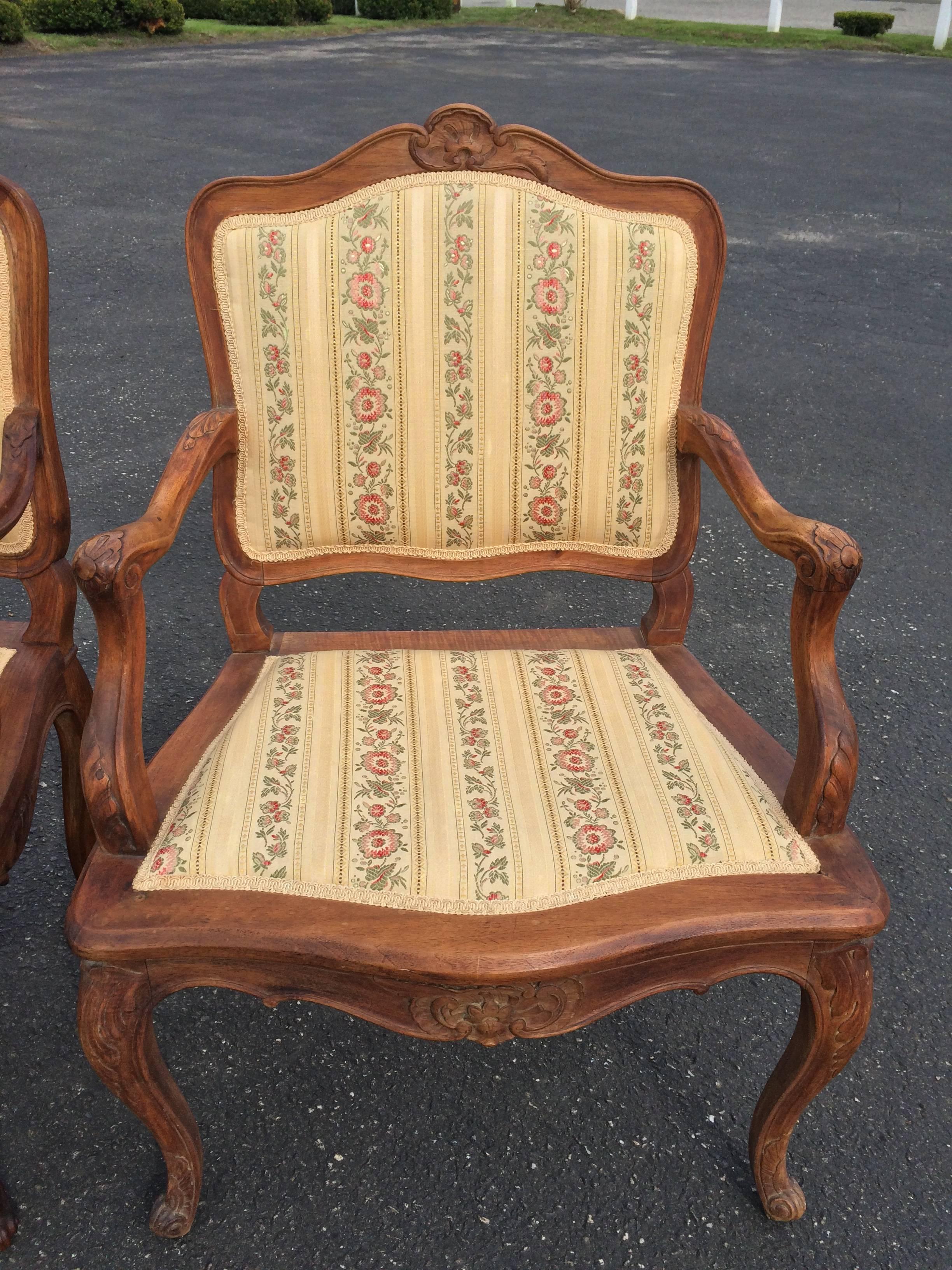 Mid-20th Century ON SALE-Pair of French Louis XV Style Armchairs