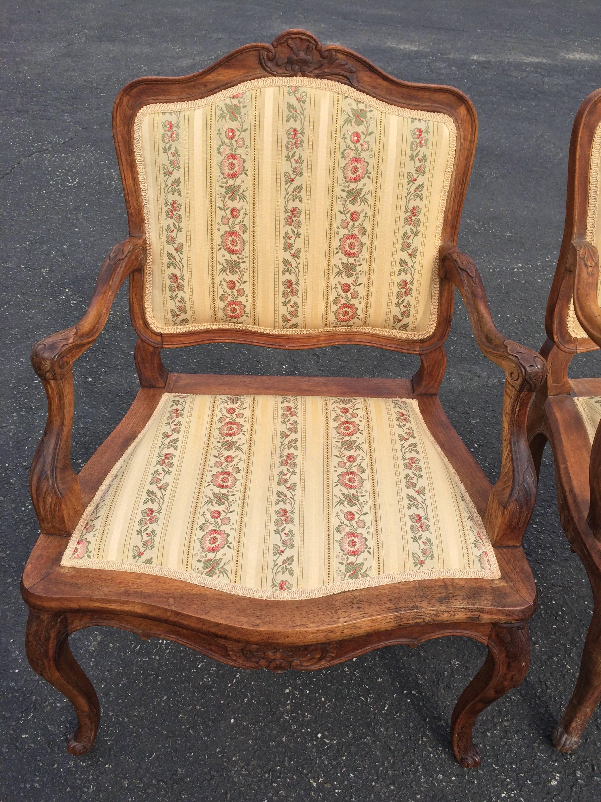 Upholstery ON SALE-Pair of French Louis XV Style Armchairs