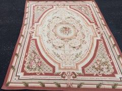 Floral Wool Needlepoint Aubusson Rug 9' x 12'