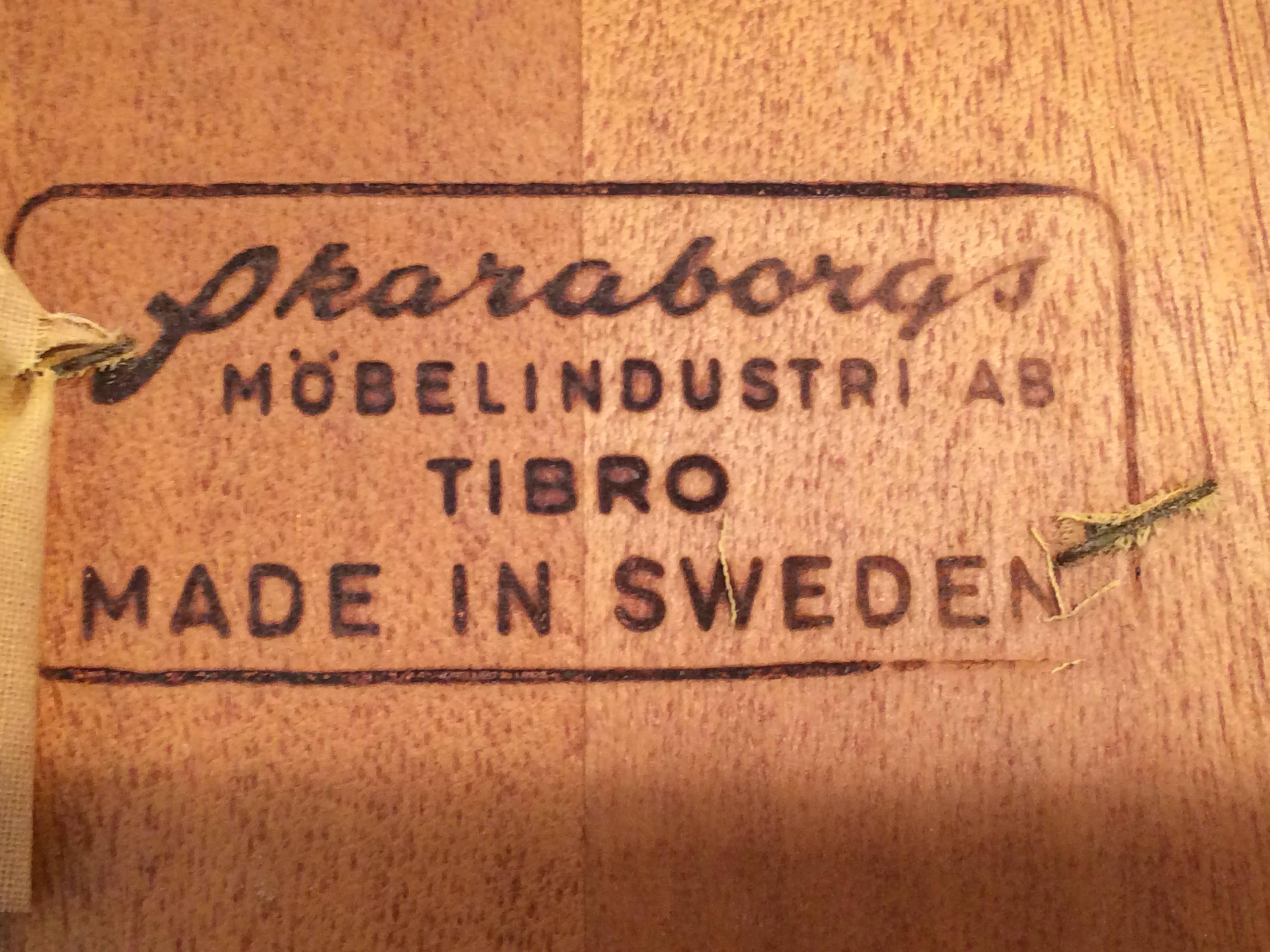 Pair of Signed Swedish Teak Stools with Cushions 4