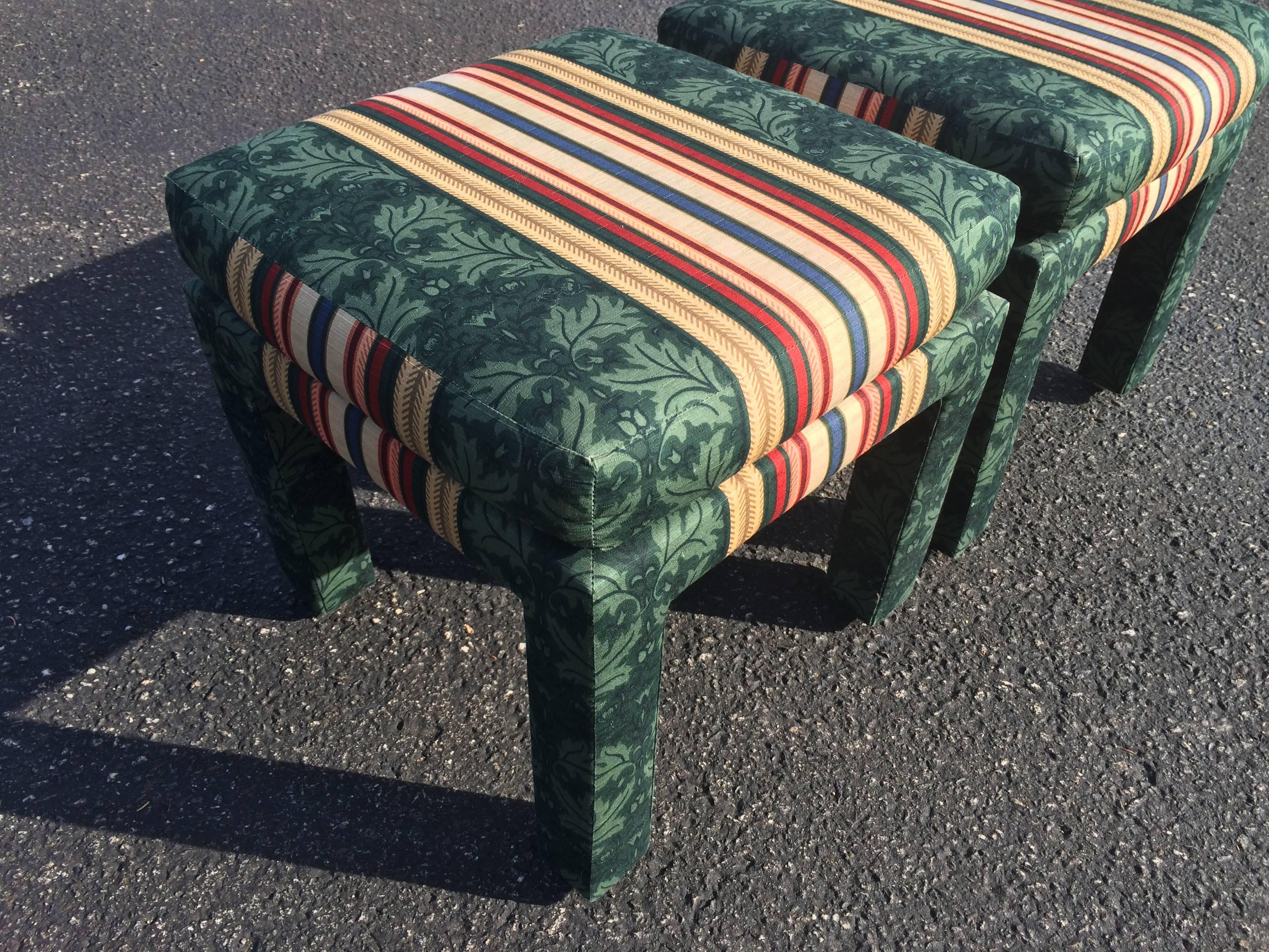 Pair of Square Upholstered Parsons Stools 2