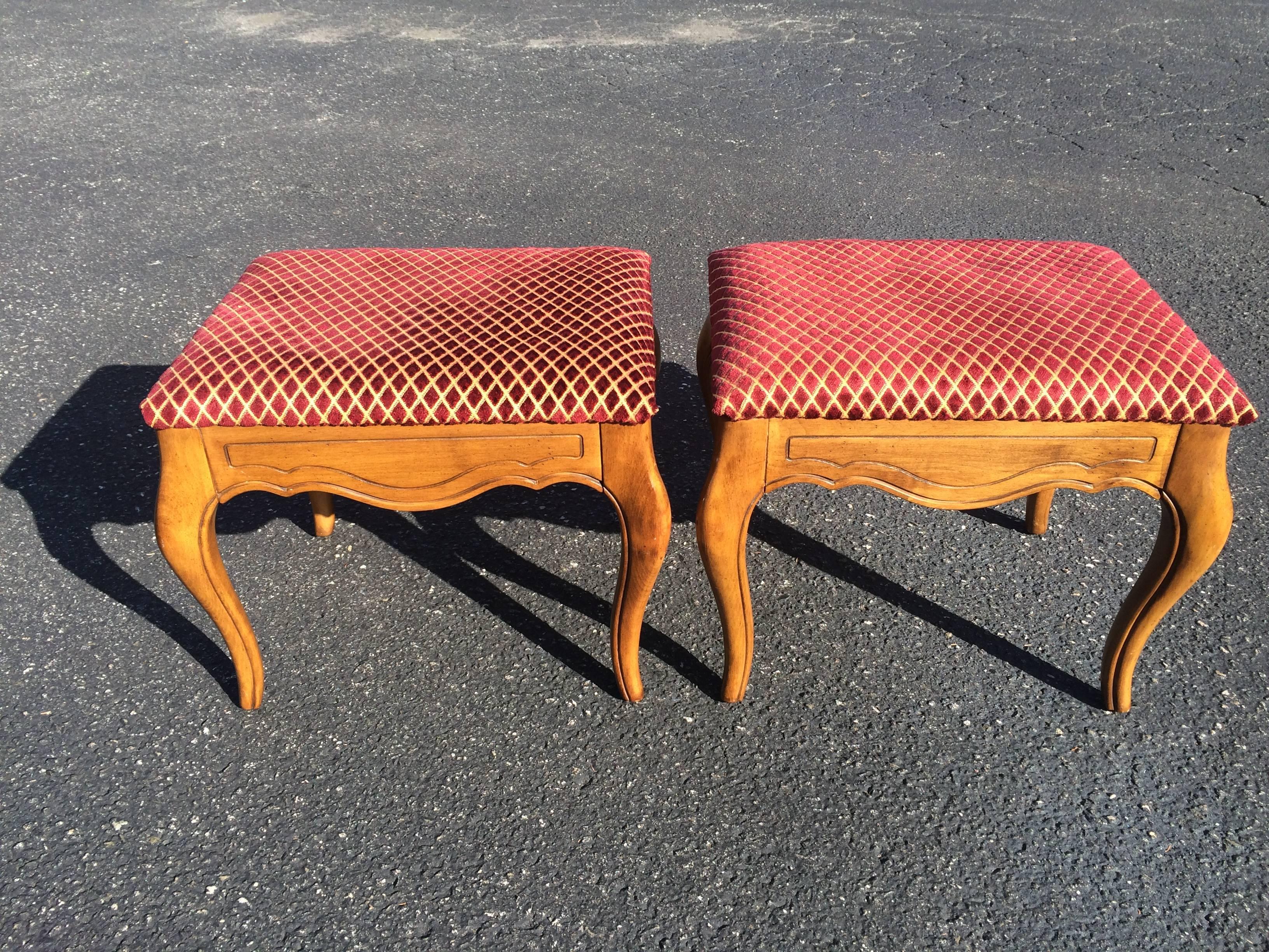 Late 20th Century Pair of Ethan Allen Stools 