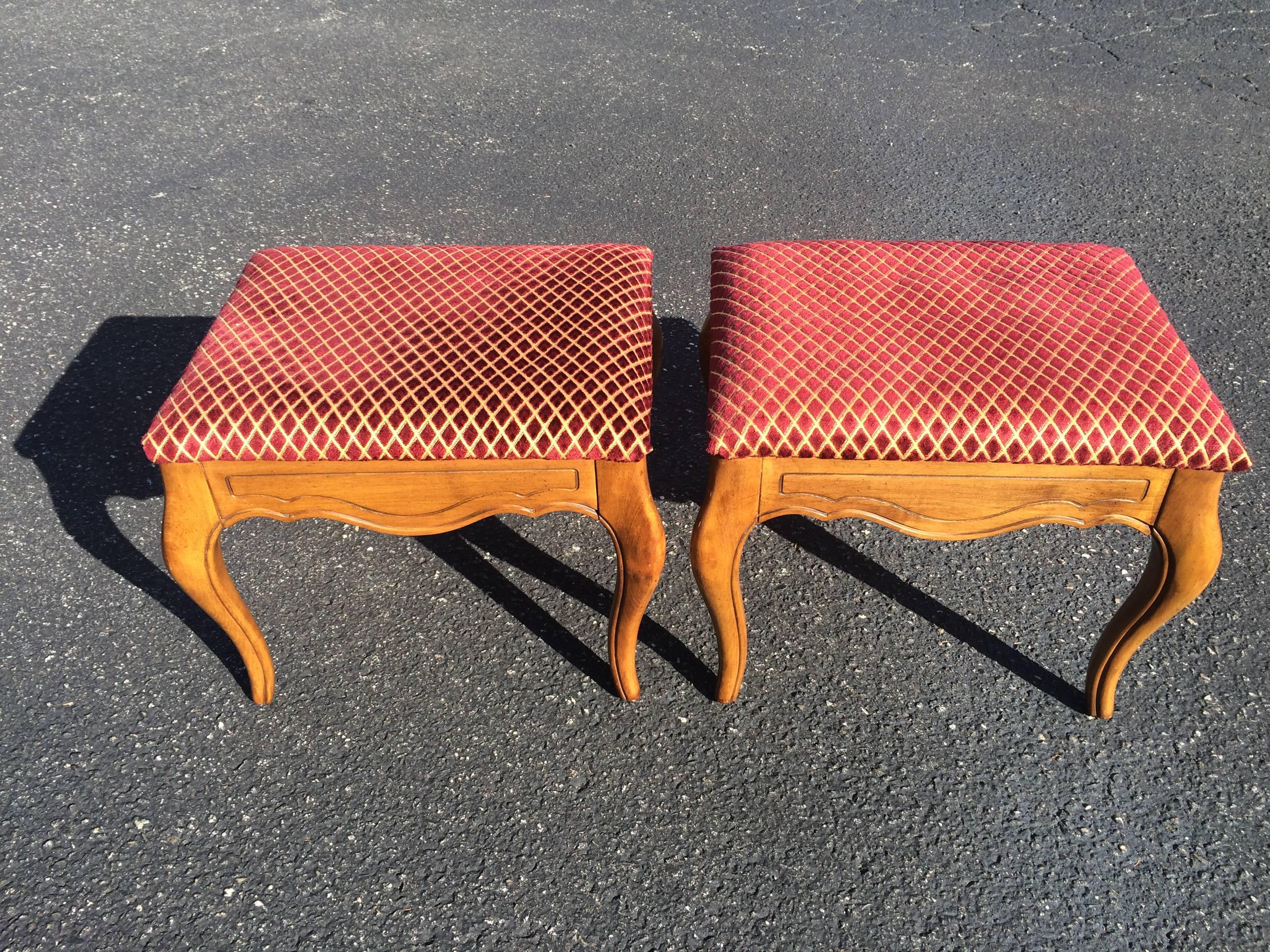 Upholstery Pair of Ethan Allen Stools 