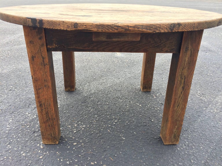 Rustic Round Oak Coffee Table at 1stDibs