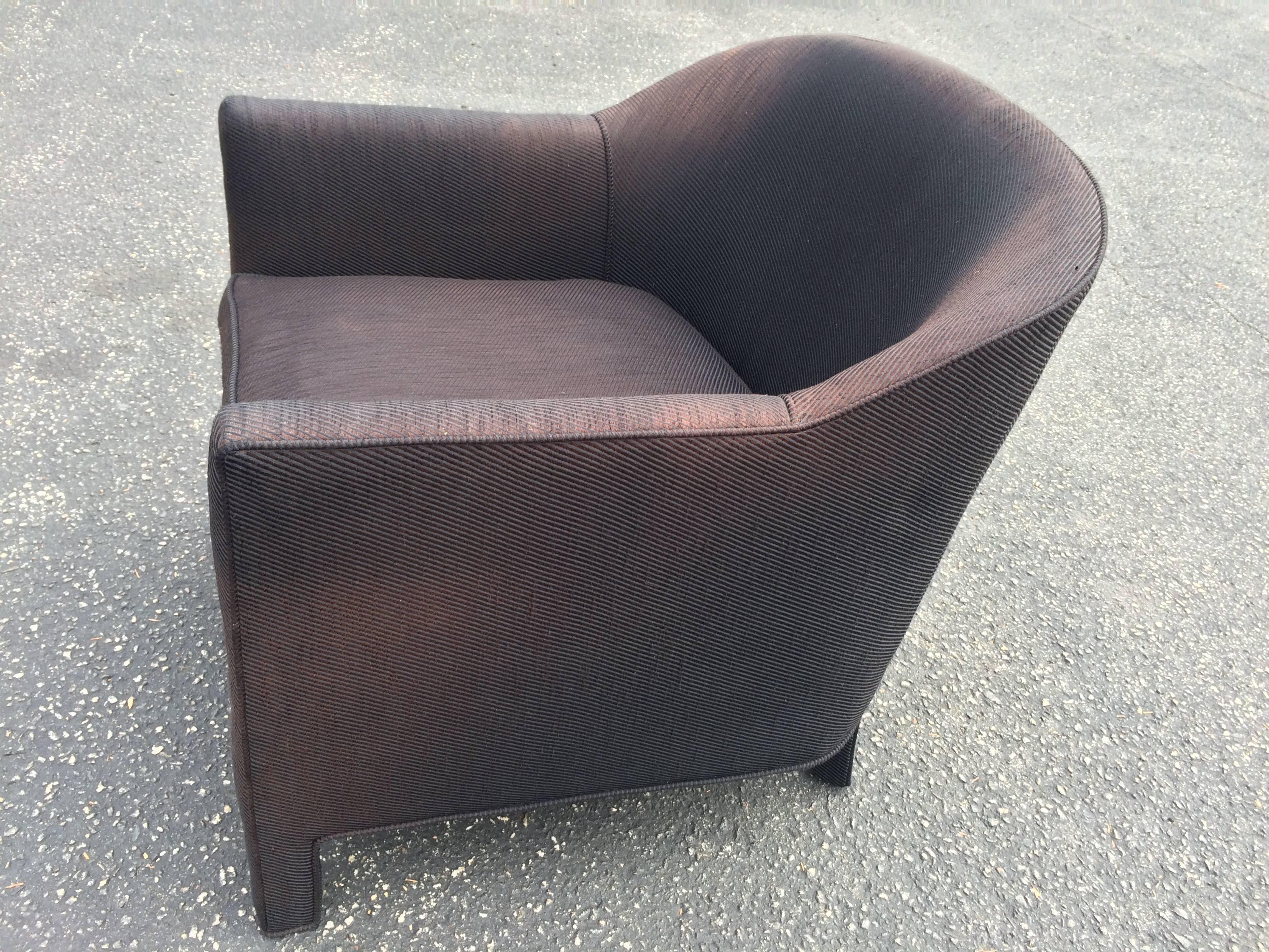 Upholstery Black Barrel Back Club Chair by Ward Bennett