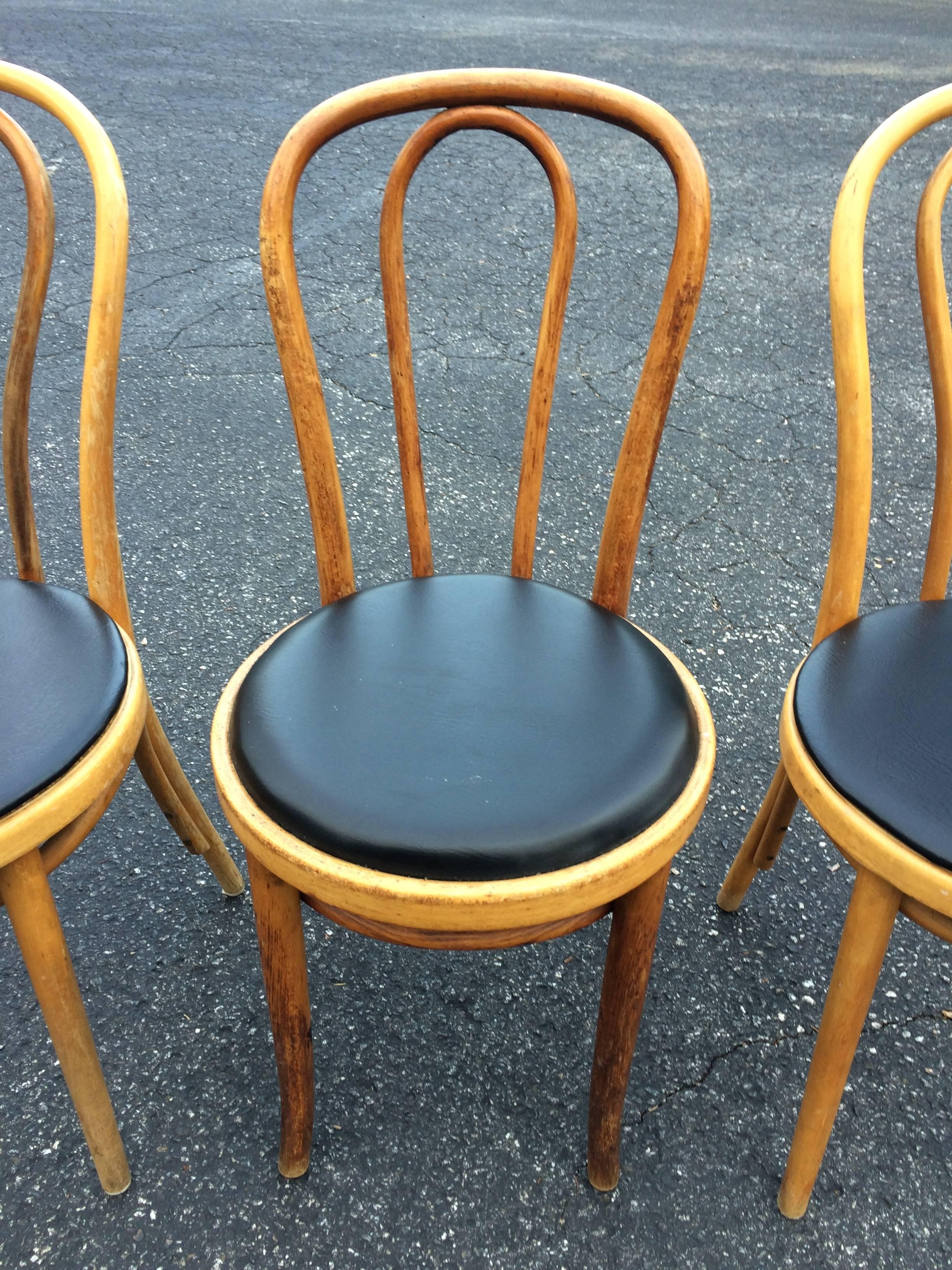 Set of Three Thonet Style Bentwood Stools In Fair Condition In Redding, CT