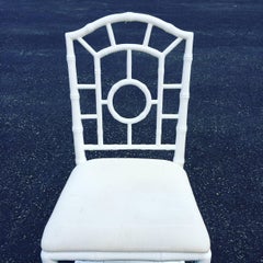 White Wooden Faux Bamboo Chair