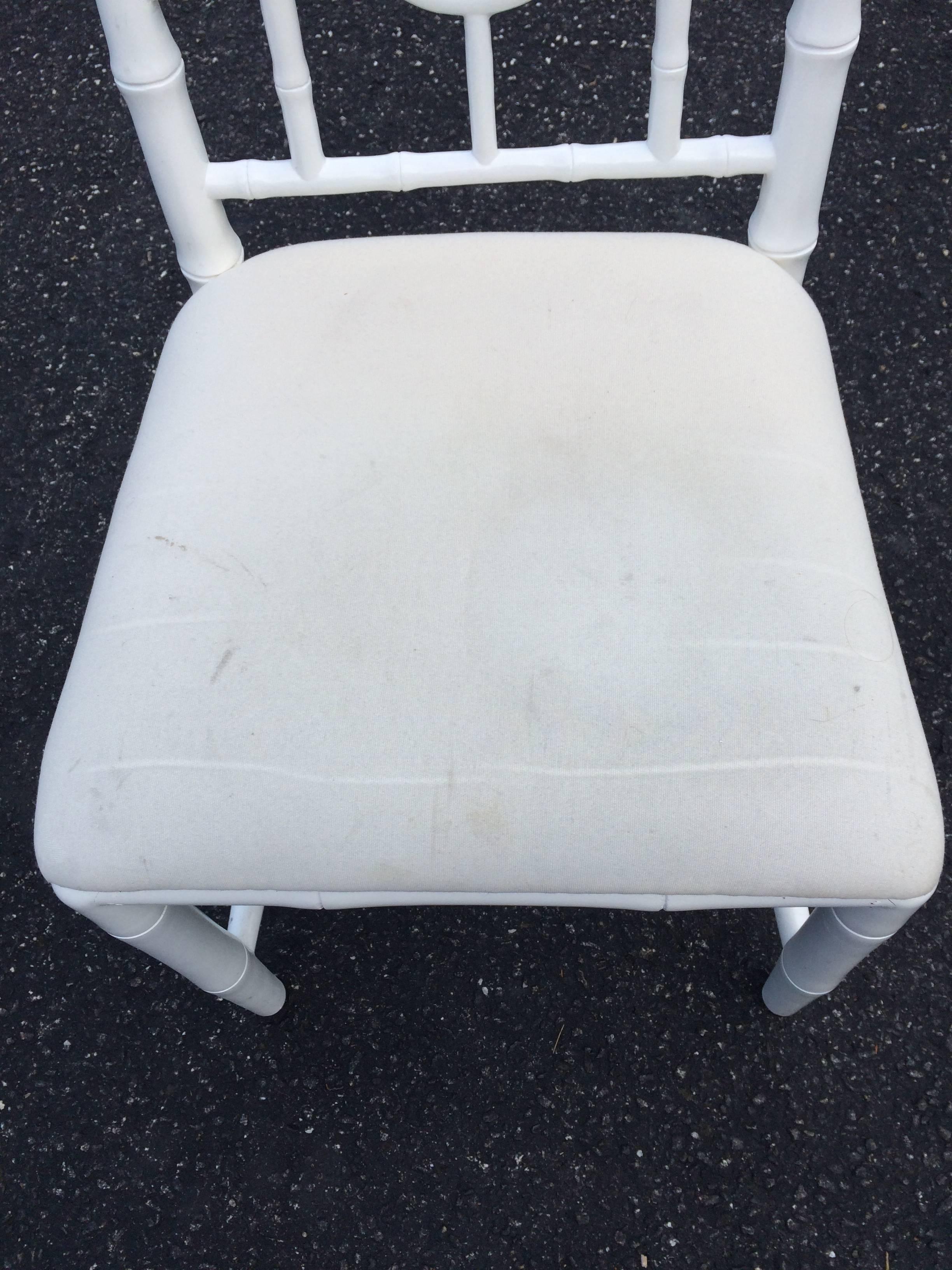 White Wooden Faux Bamboo Chair In Excellent Condition In Redding, CT