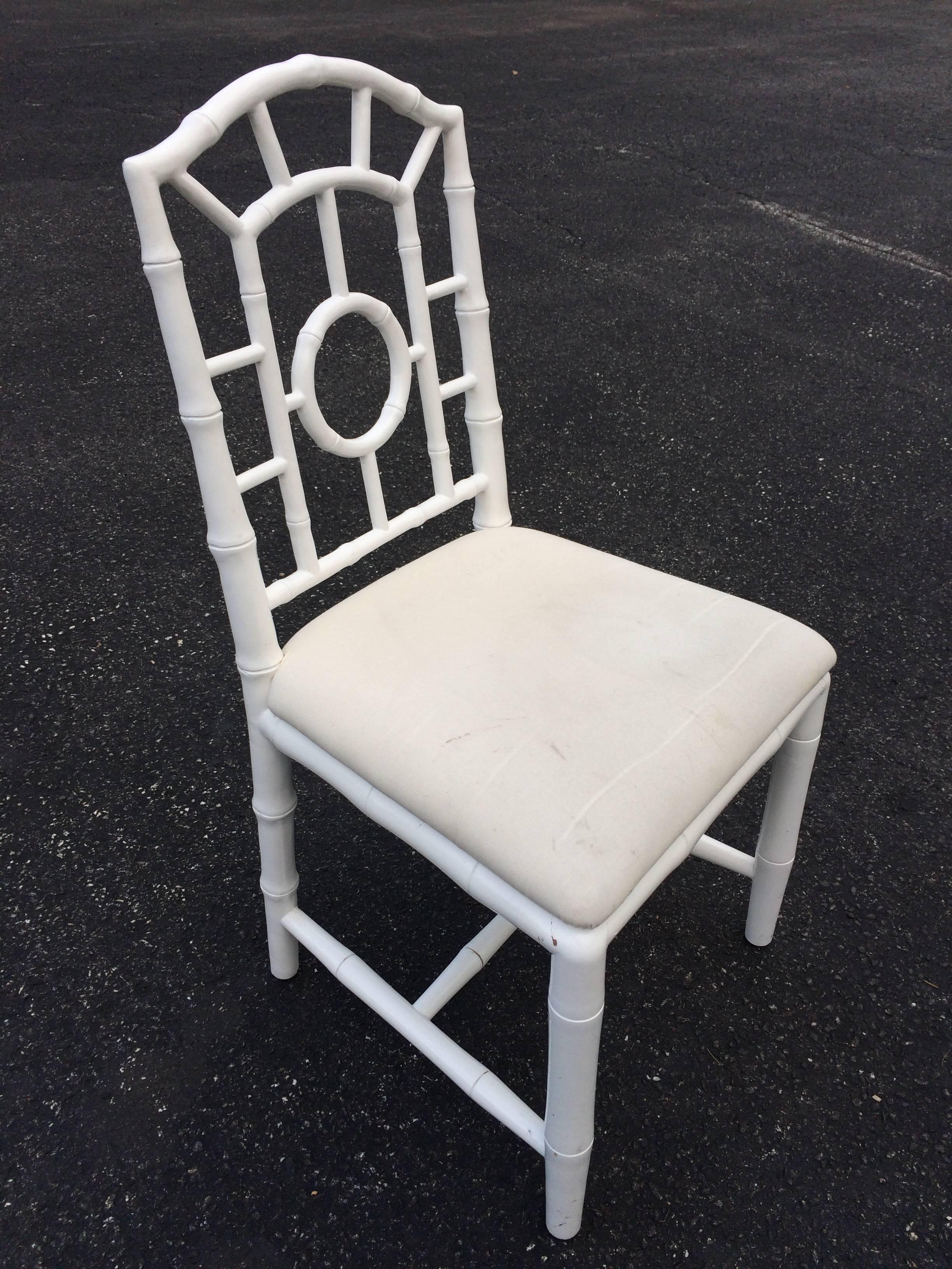 White Wooden Faux Bamboo Chair 1