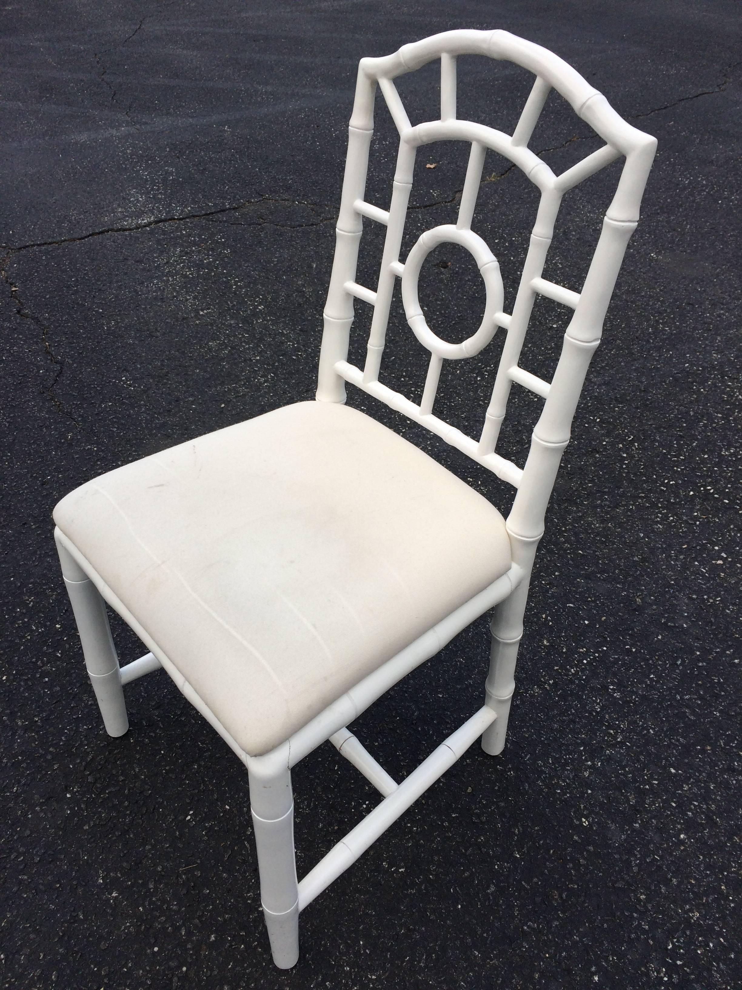 White Wooden Faux Bamboo Chair 2