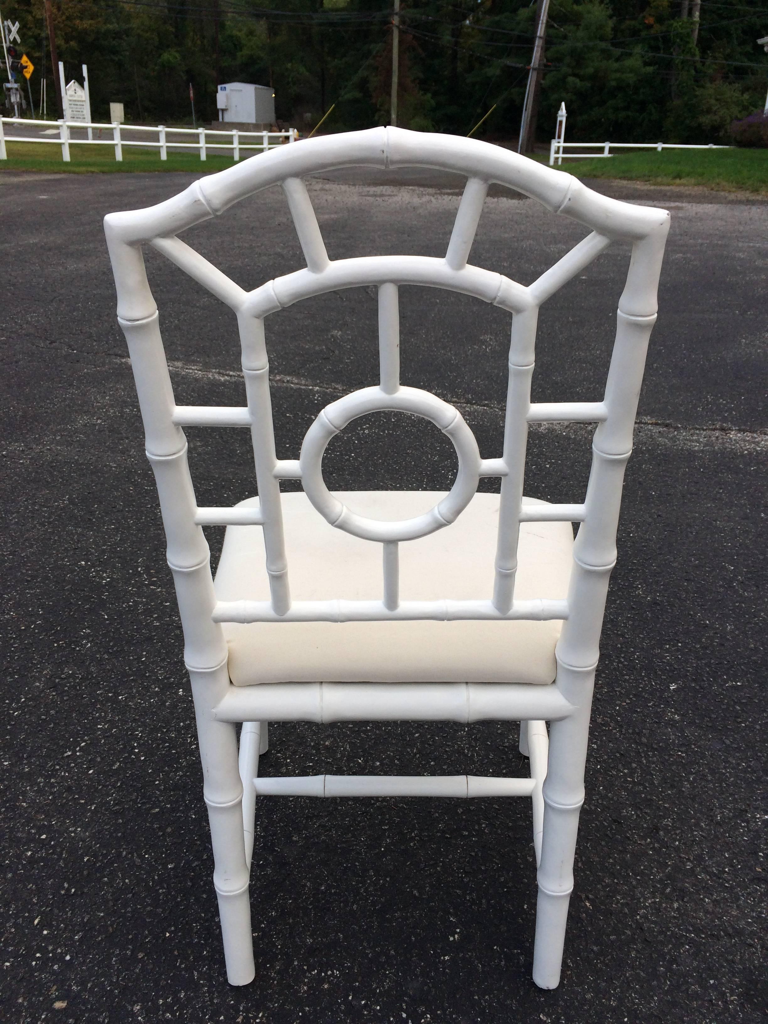 White Wooden Faux Bamboo Chair 3
