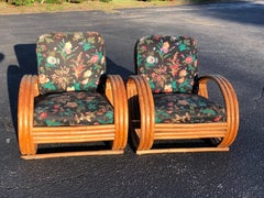 Pair of Rattan Lounge Chairs in the Style of Paul Frankl
