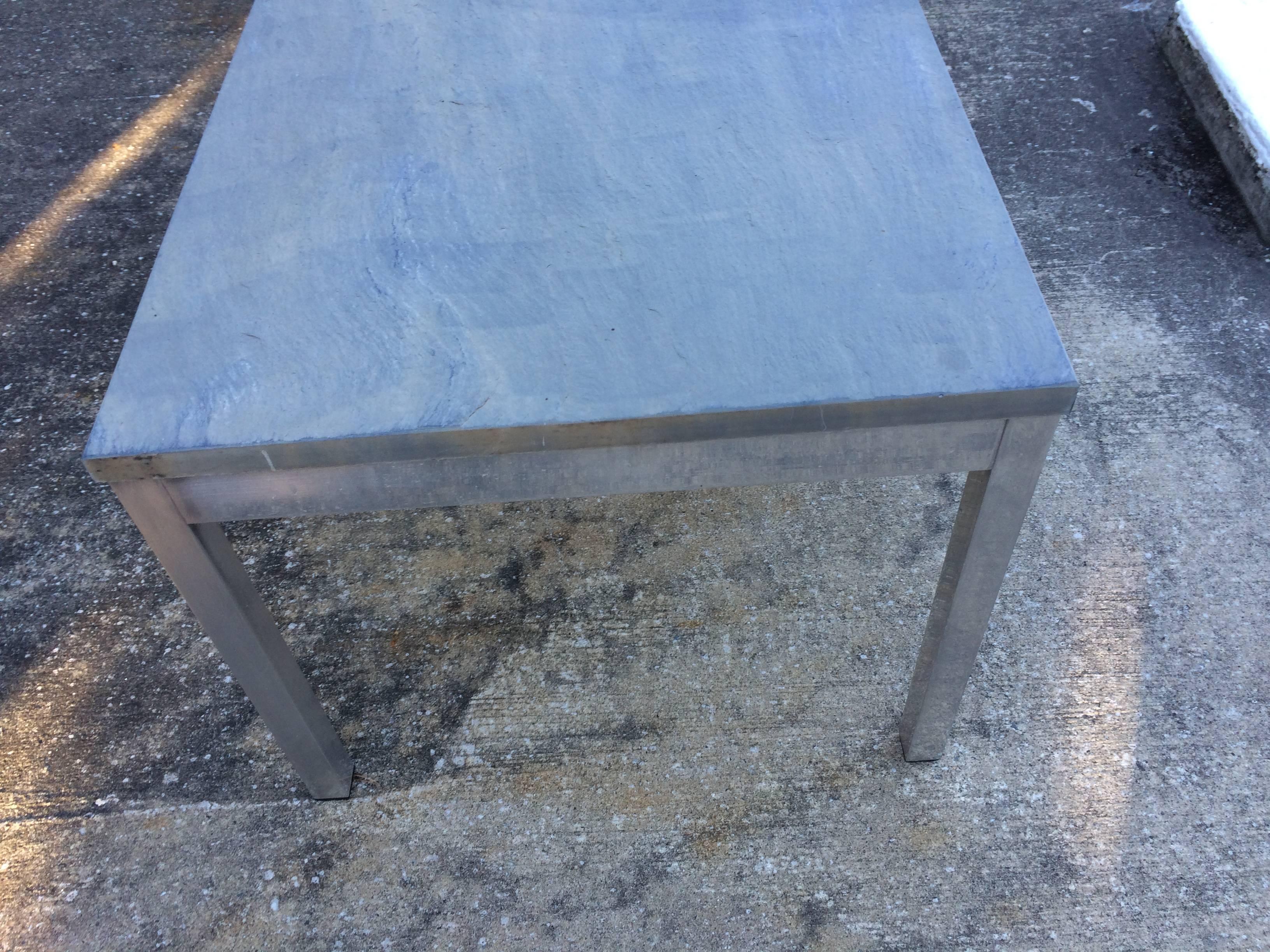Slate Coffee Table with Aluminum Base 5