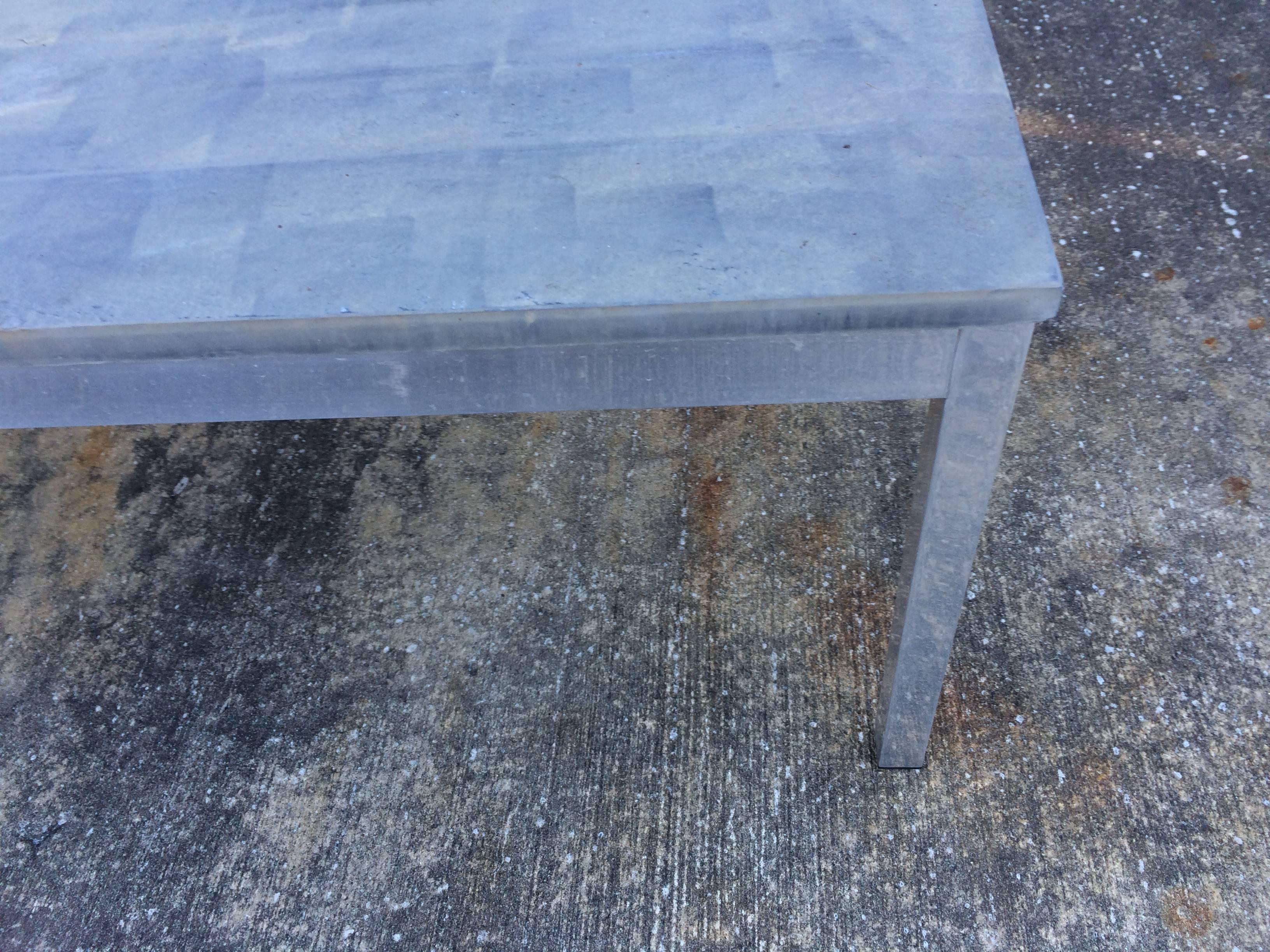 20th Century Slate Coffee Table with Aluminum Base