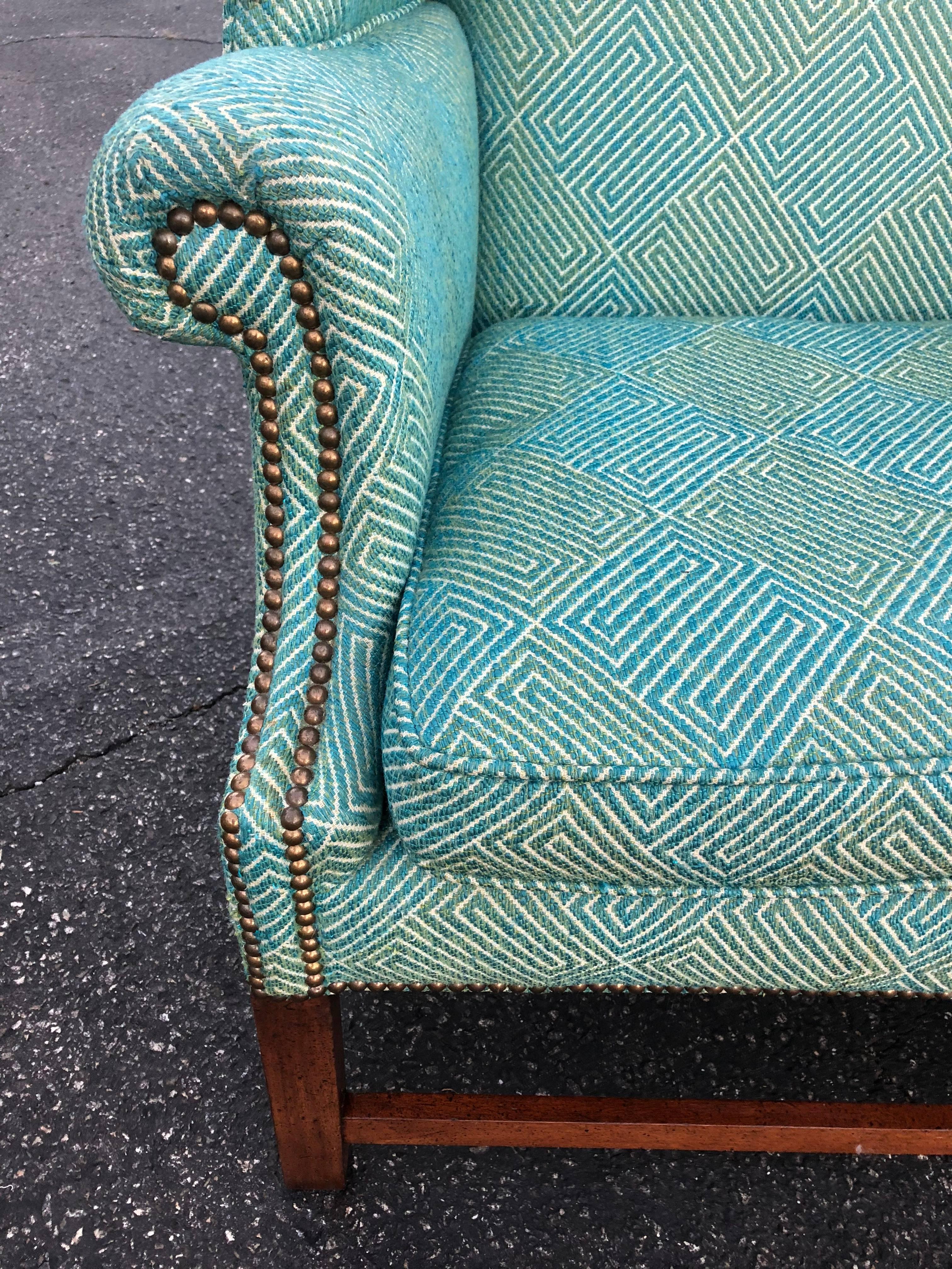 Pair of Henredon Wing Back Chairs In Good Condition In Redding, CT