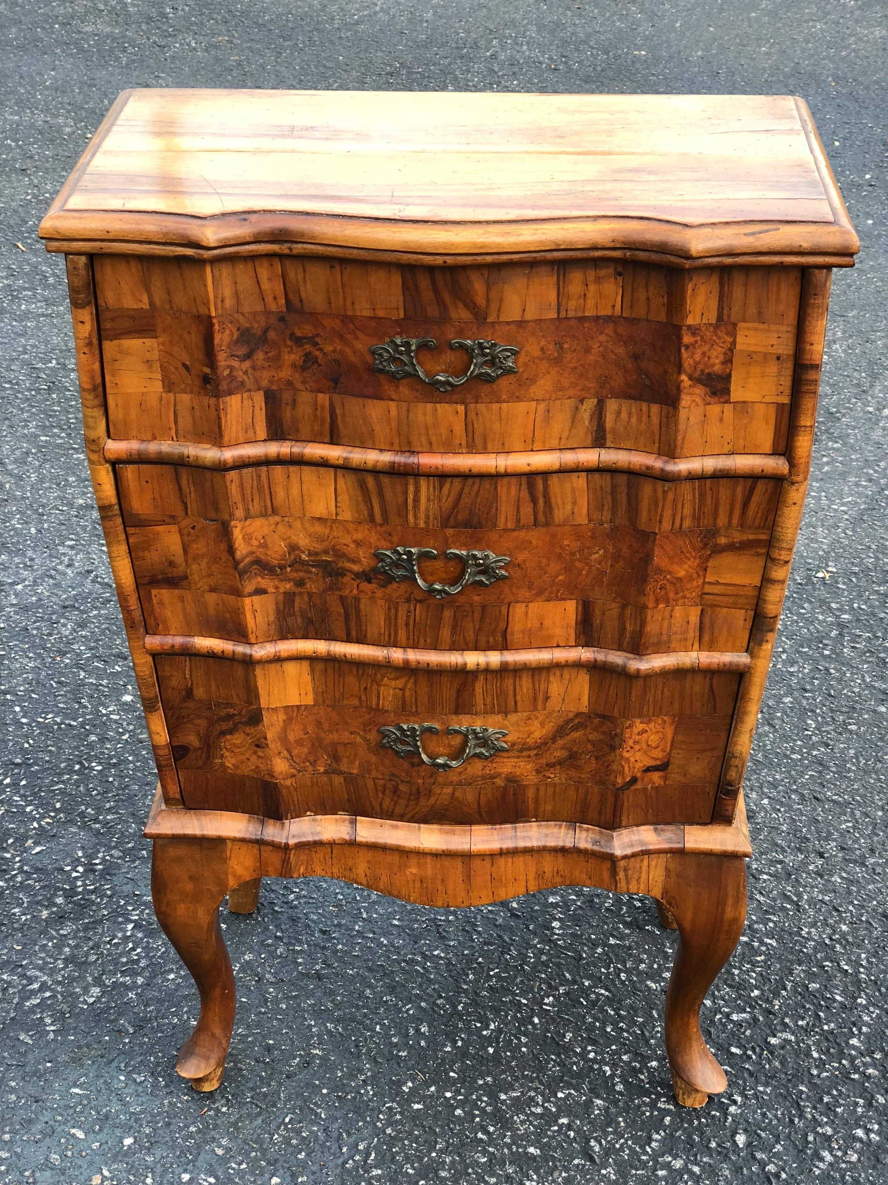 19th Century Italianate Olive Wood and Fruit Wood Chest of Drawers