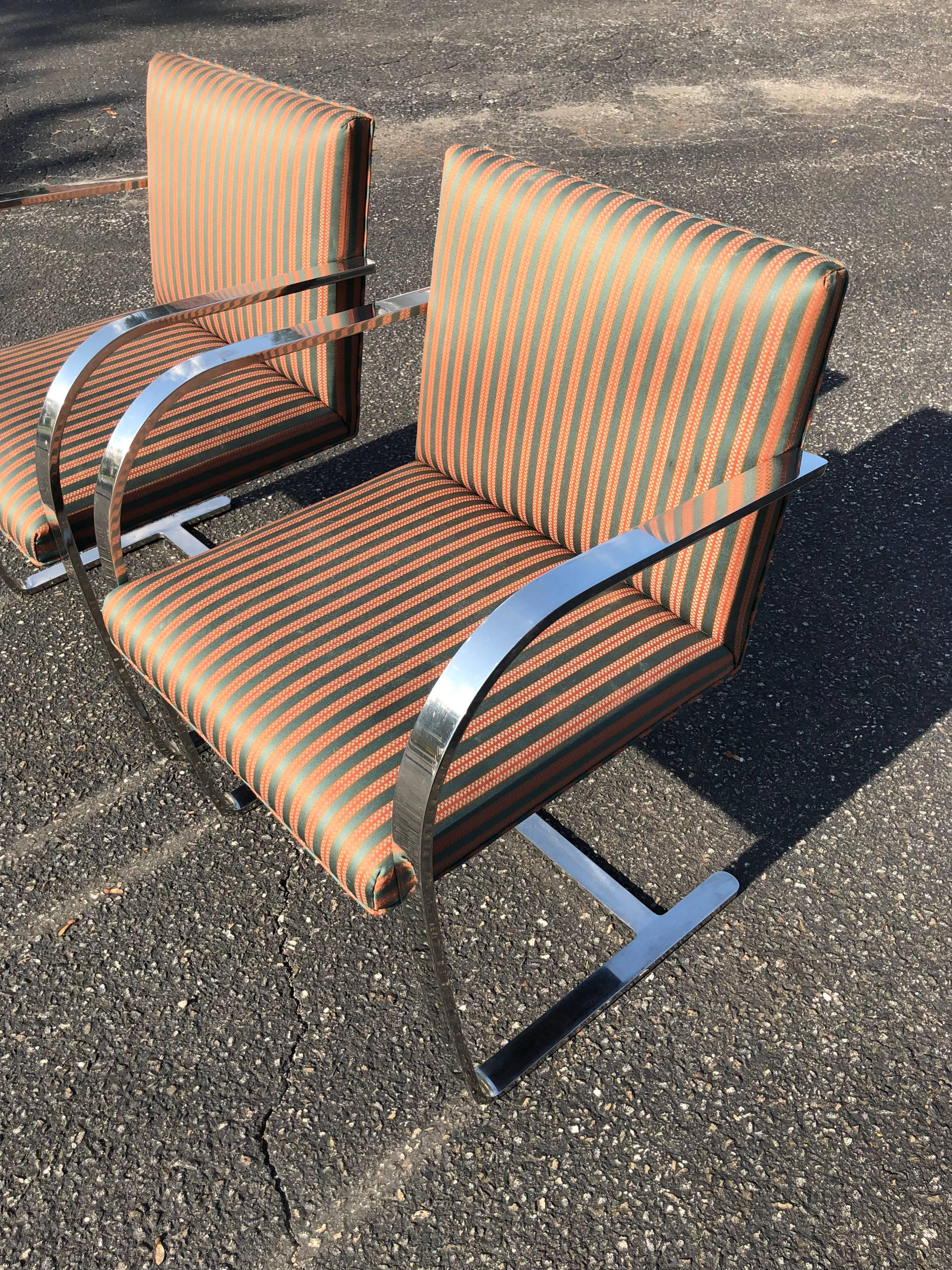 Pair of Flat Bar Brno Chairs attributed to Ludwig Mies van der Rohe for Knoll 4