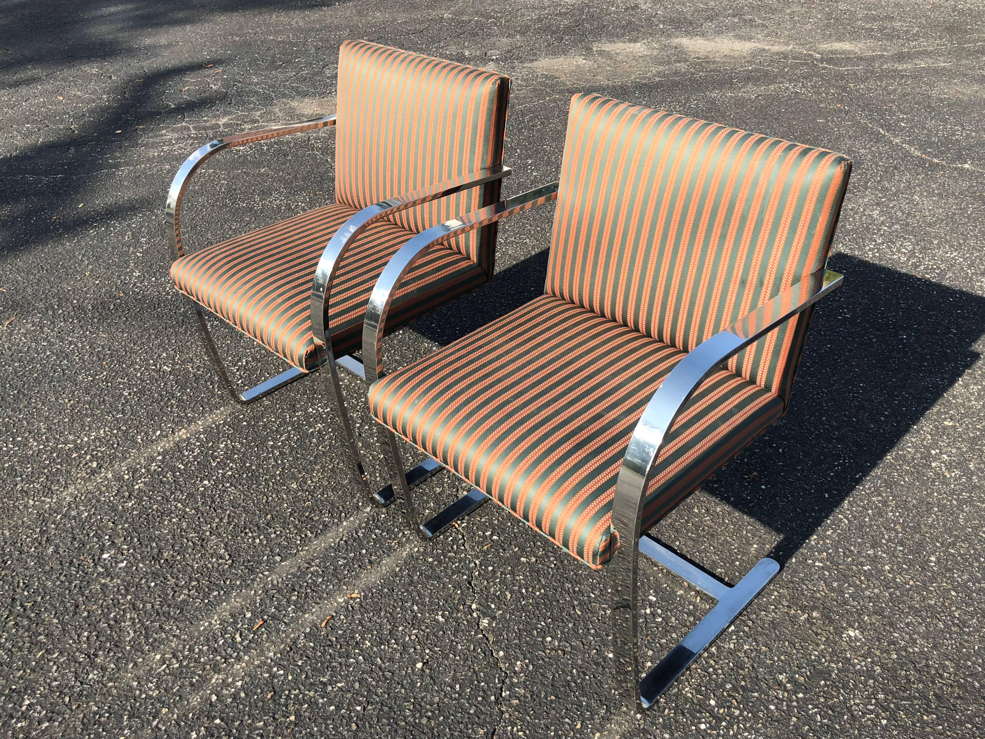 Pair of Flat Bar Brno Chairs attributed to Ludwig Mies van der Rohe for Knoll 5