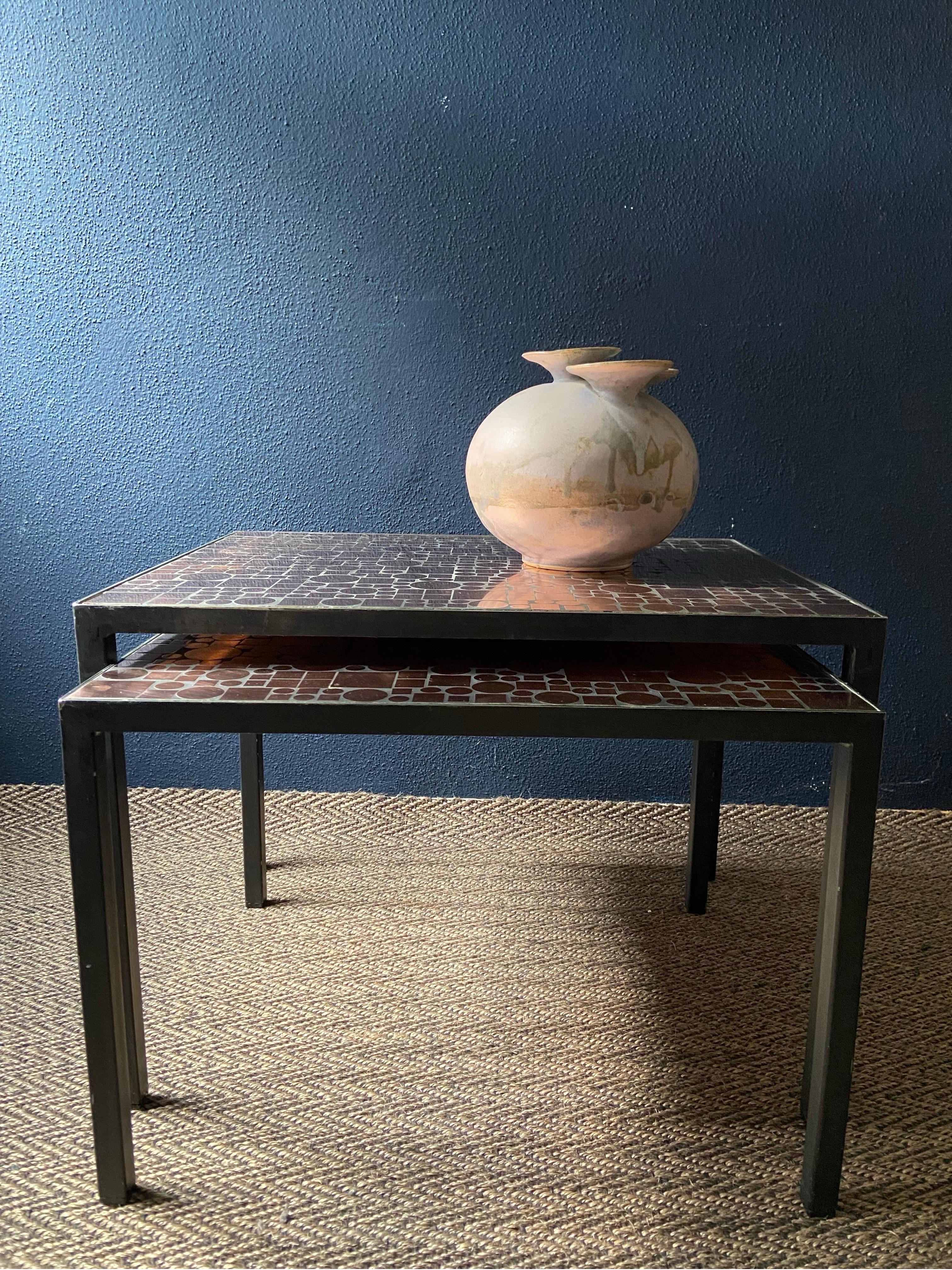 Metal Copper Nesting Tables by Herbert Hirche for Rosenthal, Germany 1970s For Sale