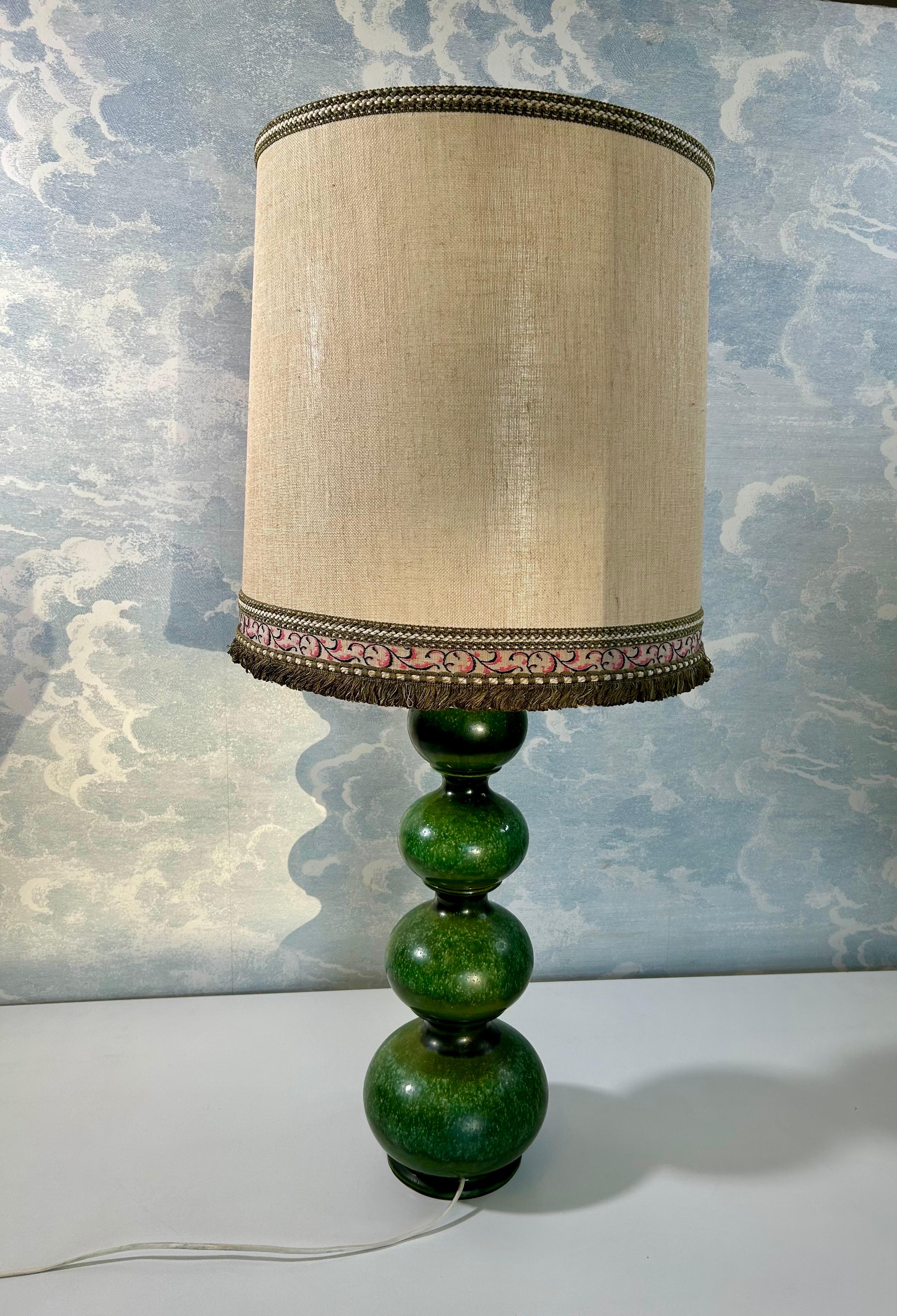 Lámpara de pie / sobremesa de cerámica verde, Kaiser Leuchten, Alemania Años 60 en venta 3