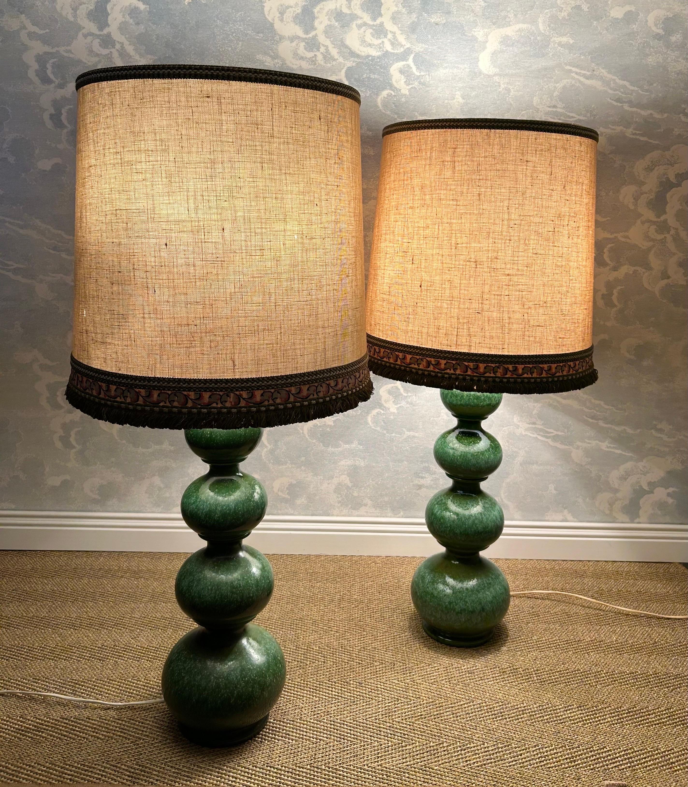 Lámpara de pie / sobremesa de cerámica verde, Kaiser Leuchten, Alemania Años 60 en venta 4