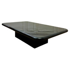 Aldo Tura, Dark Blue Lounge Table With Mirrored Shelves, Italy, 1980's