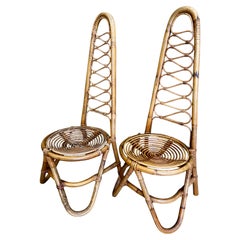 Pair of Bamboo and Rattan Chairs by Bonacina, Italy, 1960's